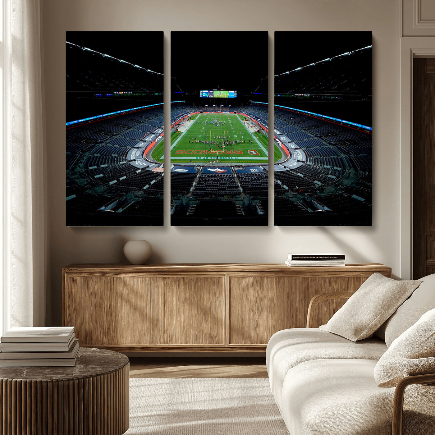 MGV-CV-48X32-3P - Denver Broncos Football Team Print Canvas- Denver Empower Field at Mile High Stadium Wall Art Canvas