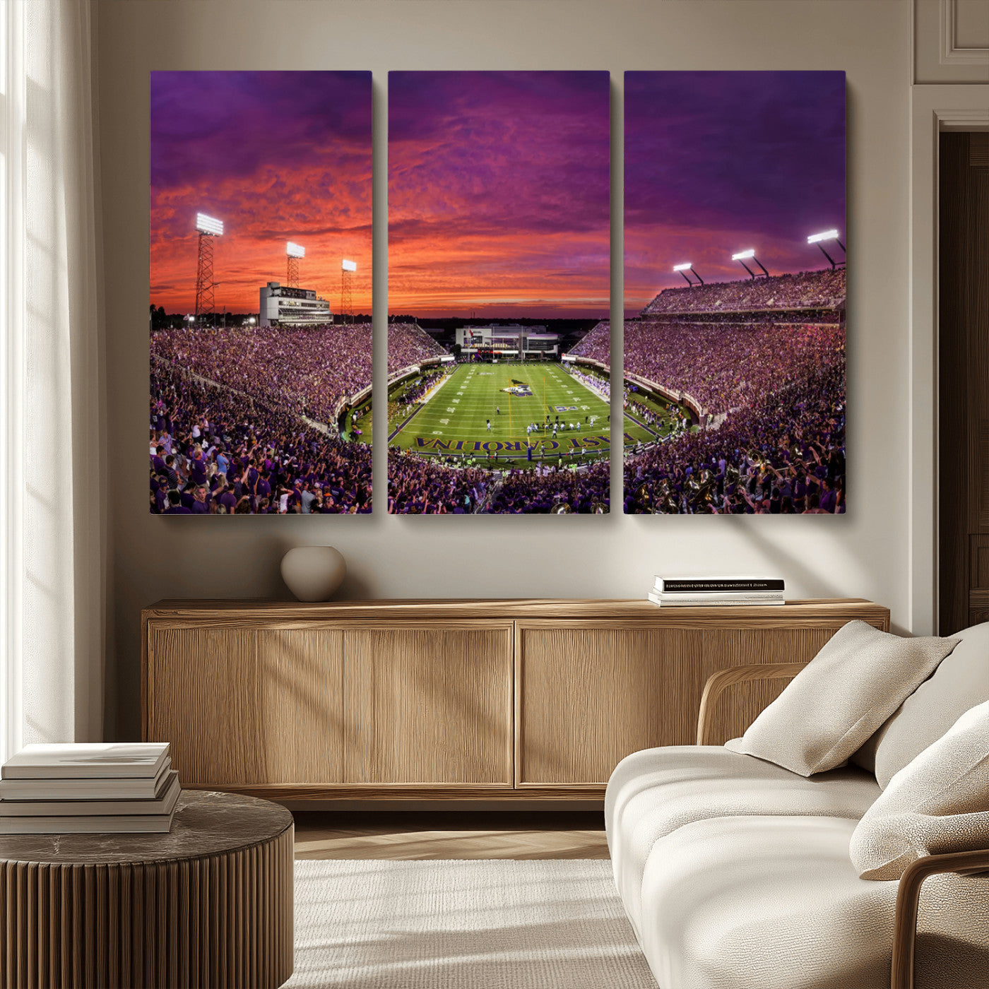 MGV-CV-48X32-3P - East Carolina University Pirates Football Print Canvas- Greenville Dowdy-Ficklen Stadium Wall Art