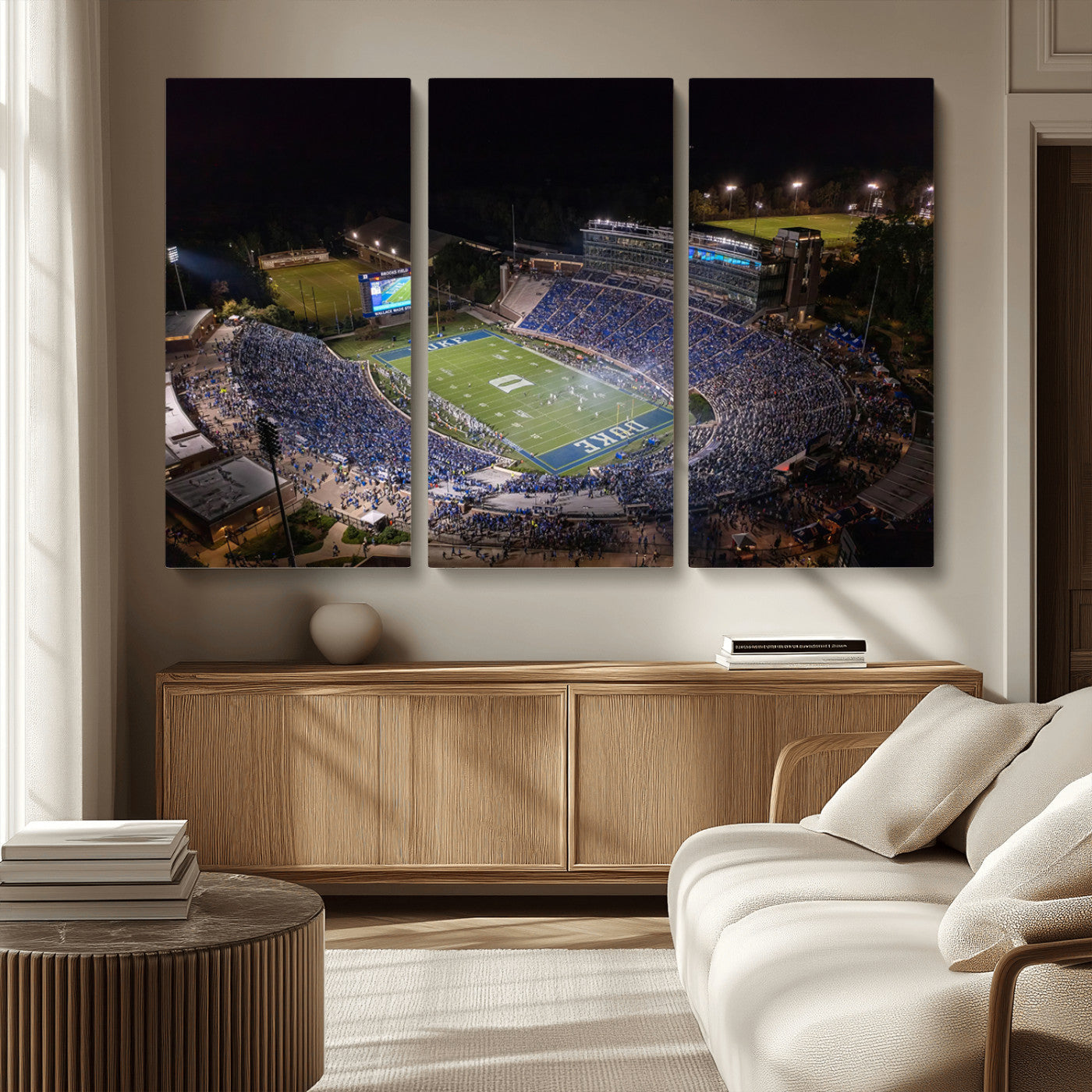 MGV-CV-48X32-3P - Duke University Blue Devils Football Print Canvas - Durham Wallace Wade Stadium Wall Art Canvas