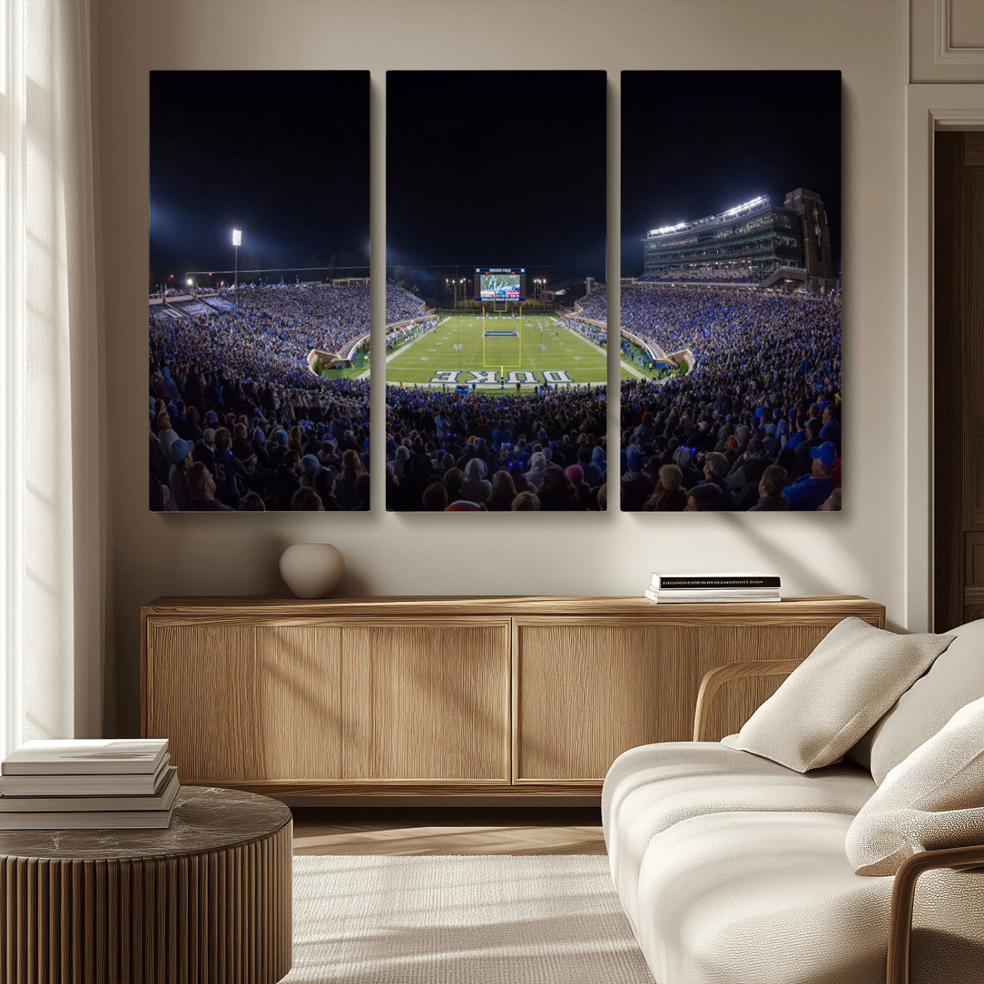 MGV-CV-48X32-3P - Duke University Blue Devils Football Team Print - Durham Wallace Wade Stadium Wall Art Canvas Print