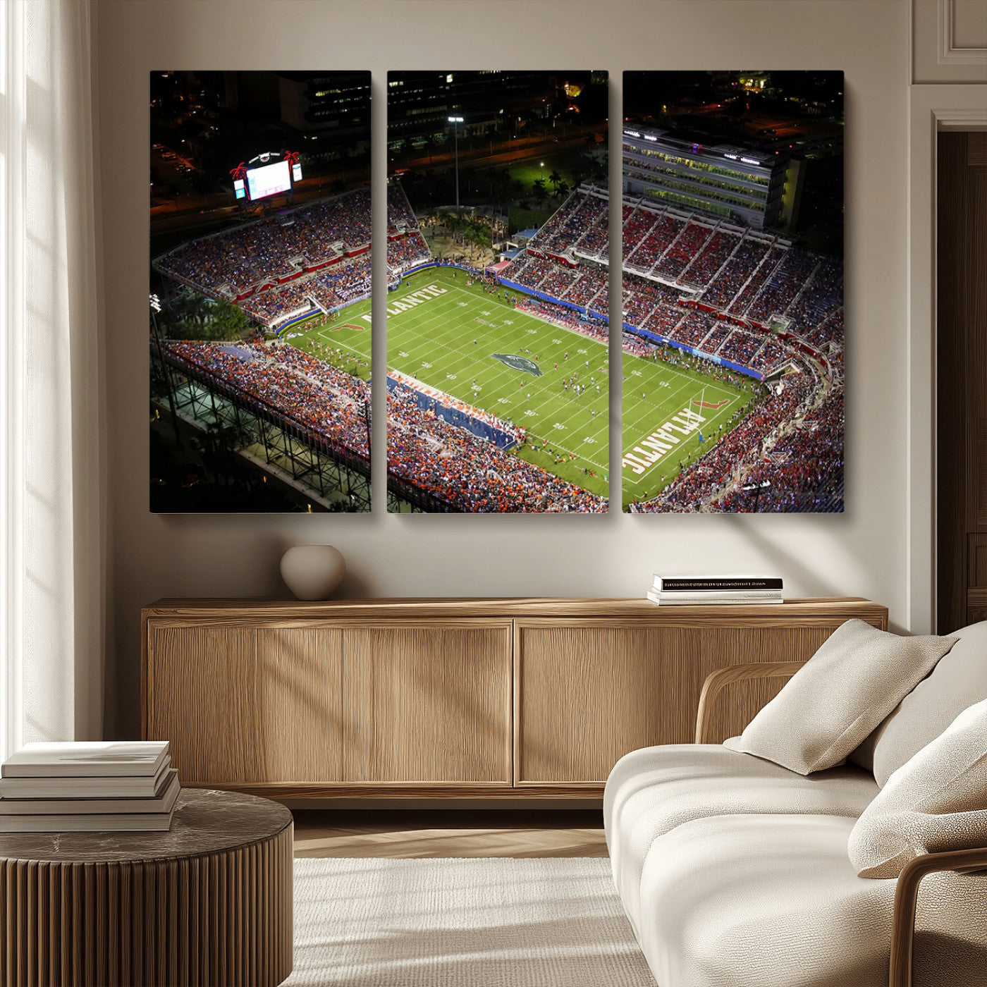 MGV-CV-48X32-3P - Florida Atlantic University Owls Canvas Print, Football Team Print - Boca Raton FAU Stadium Wall Art
