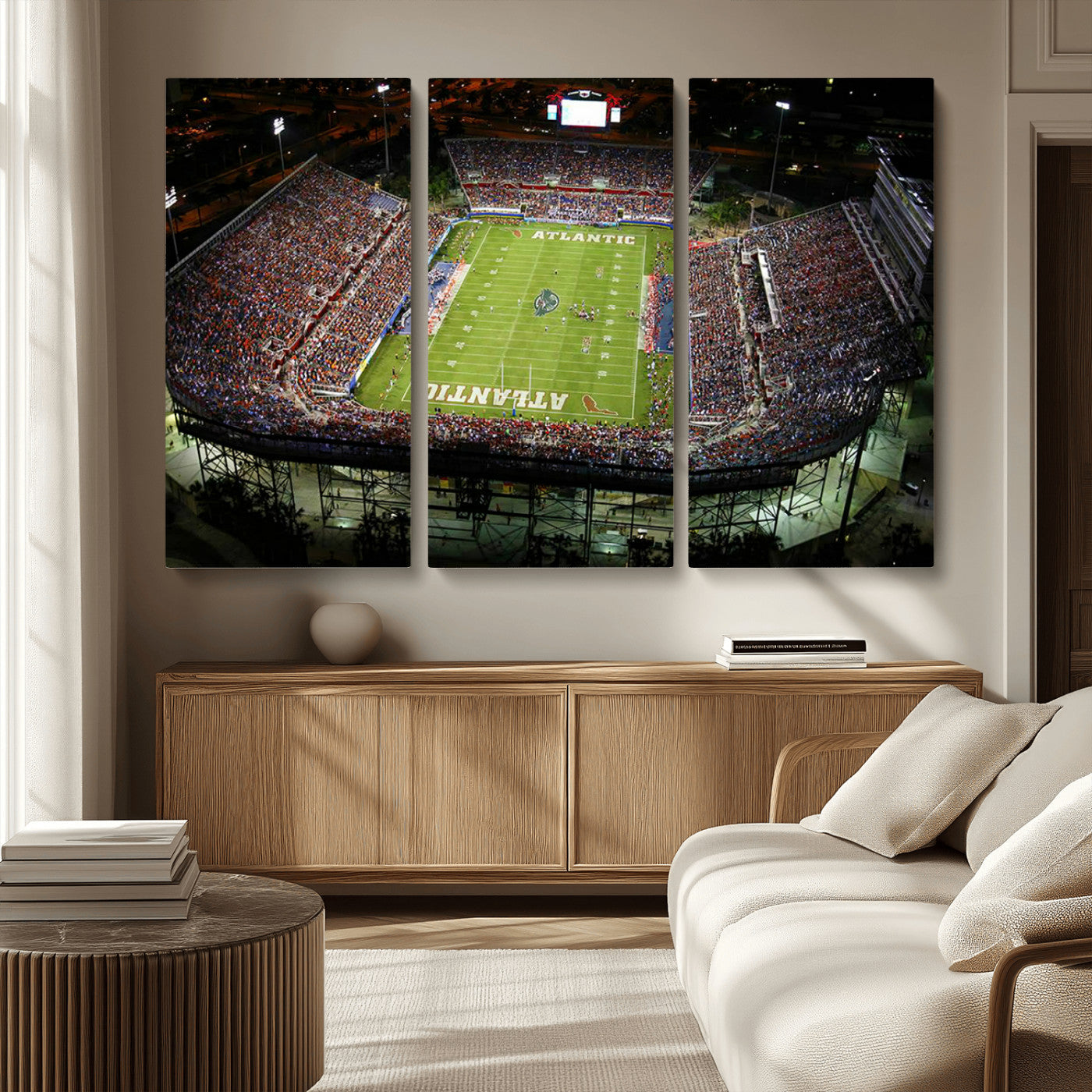 MGV-CV-48X32-3P - Florida Atlantic University Owls Football Team Print - Boca Raton FAU Stadium Wall Art Canvas Print