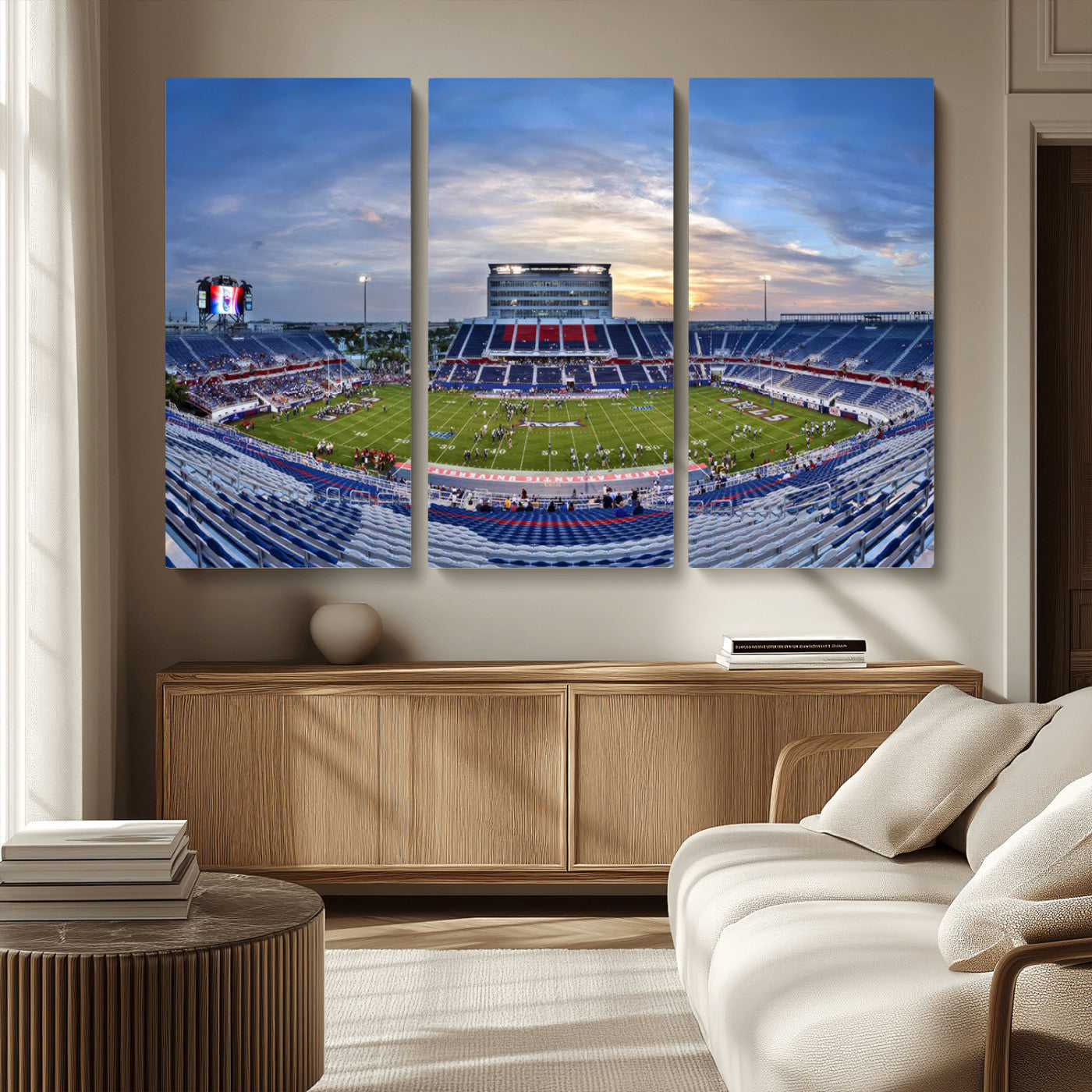 MGV-CV-48X32-3P - Florida Atlantic University Owls Football Team Print - Boca Raton FAU Stadium Wall Art Canvas Print