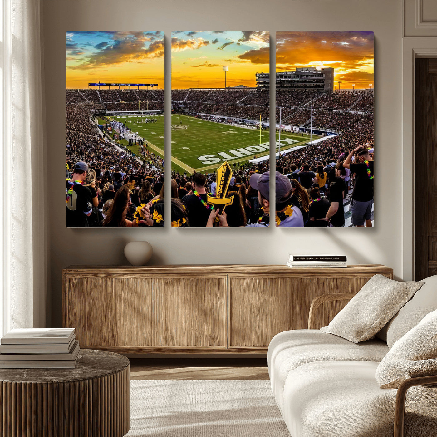 MGV-CV-48X32-3P - UCF Knights Football Team Print - Orlando FBC Mortgage Stadium, UCF Knights Wall Art Canvas Print