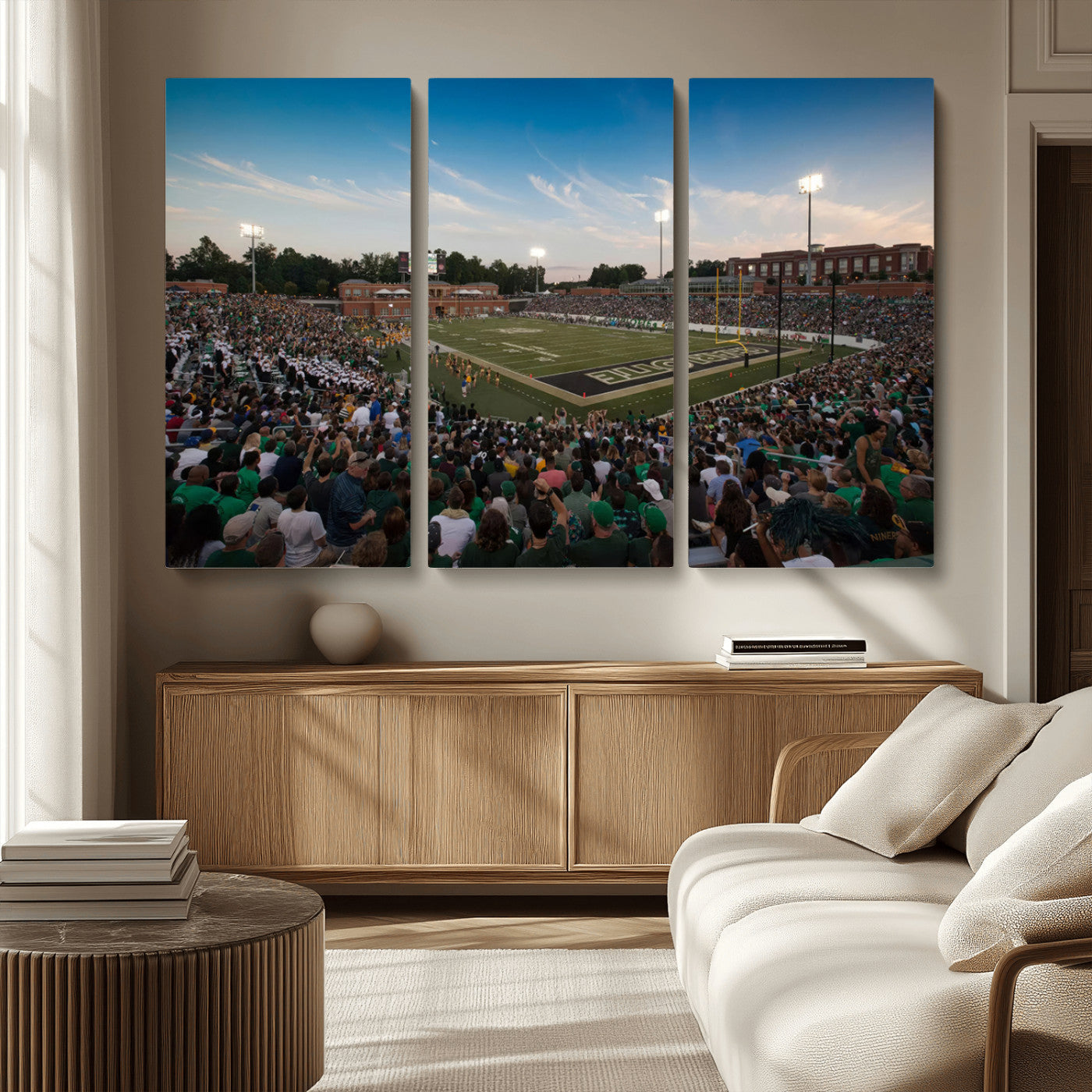 MGV-CV-48X32-3P - University of Charlotte 49ers Football Team Print - Charlotte Jerry Richardson Stadium Wall Art