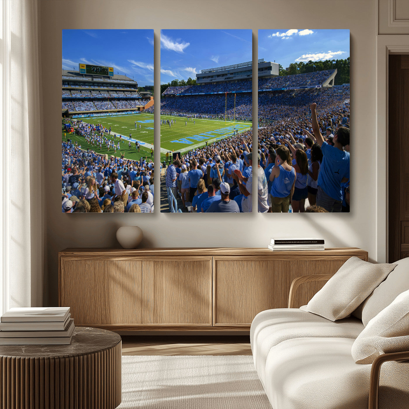 MGV-CV-48X32-3P - University of North Carolina Tar Heels Team Canvas Print - Chapel Hill Kenan Memorial Stadium Wall