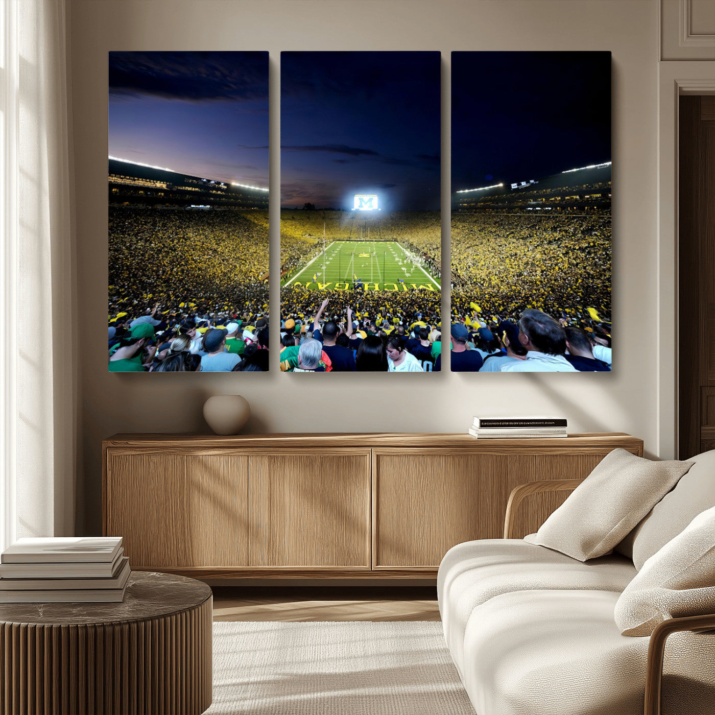 MGV-CV-48X32-3P - University of Michigan Wolverines Football Team Print - Ann Arbor Michigan Stadium Canvas Print