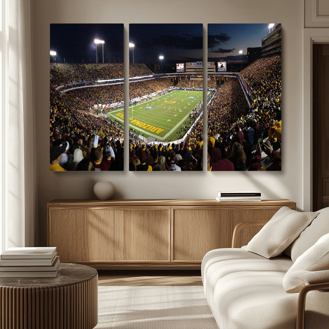 MGV-CV-48X32-3P - ASU Sun Devils Football Team Print Canvas - Phoenix Mountain America Stadium Wall Art Canvas Print