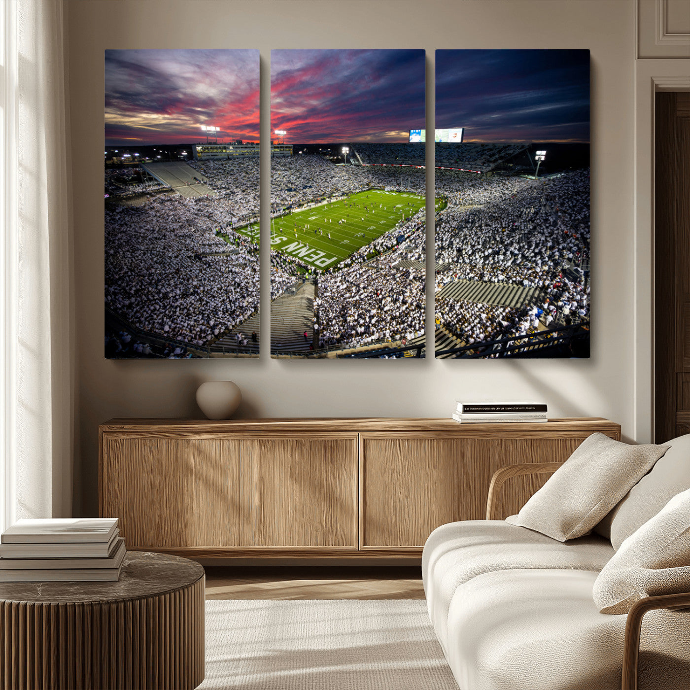 MGV-CV-48X32-3P - Penn State Nittany Lions Football Team Print - University Park Beaver Stadium Art Canvas Print