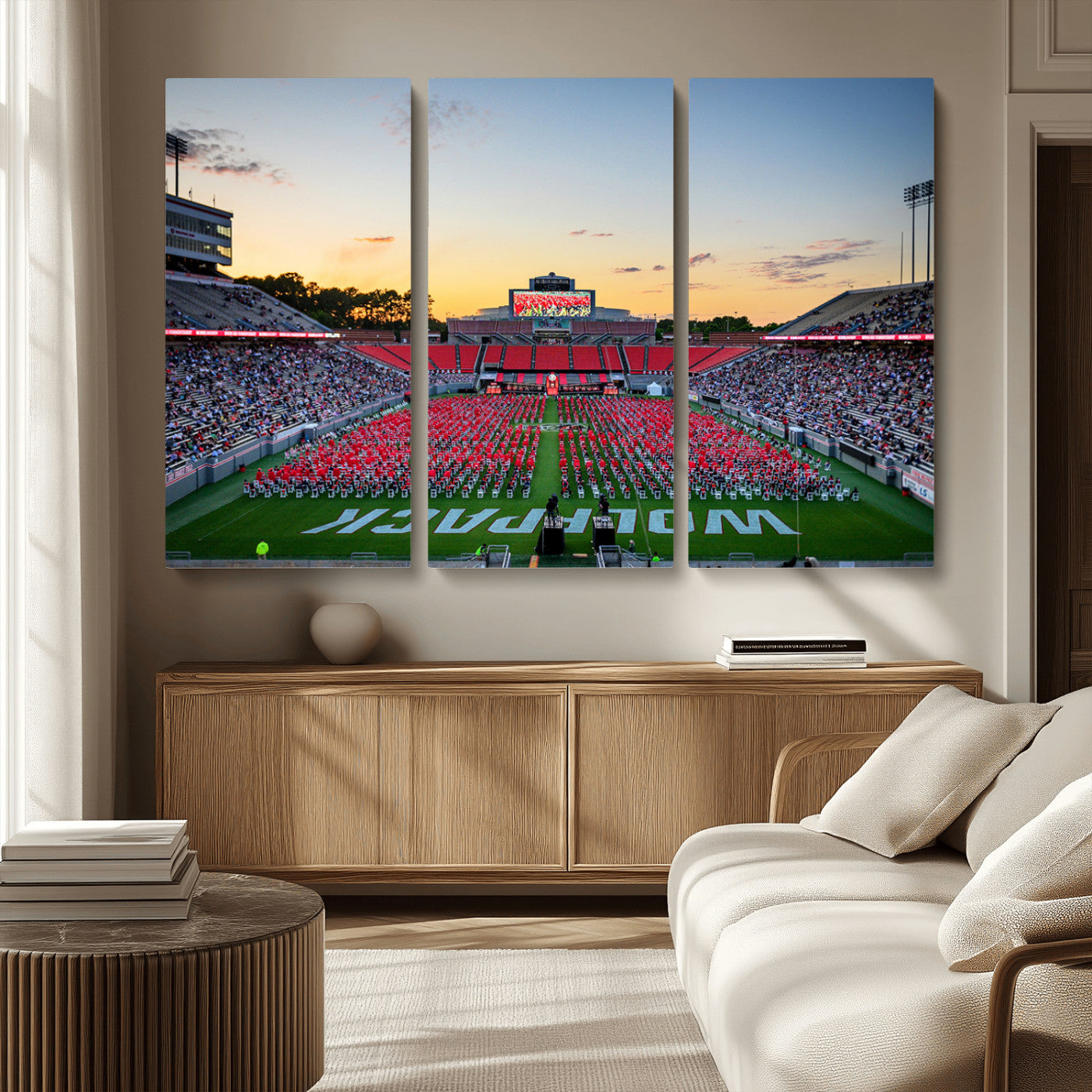 MGV-CV-48X32-3P - NC State Wolfpack Football Team Print Wall Art - Raleigh Carter-Finley Stadium Wall Art Canvas Print