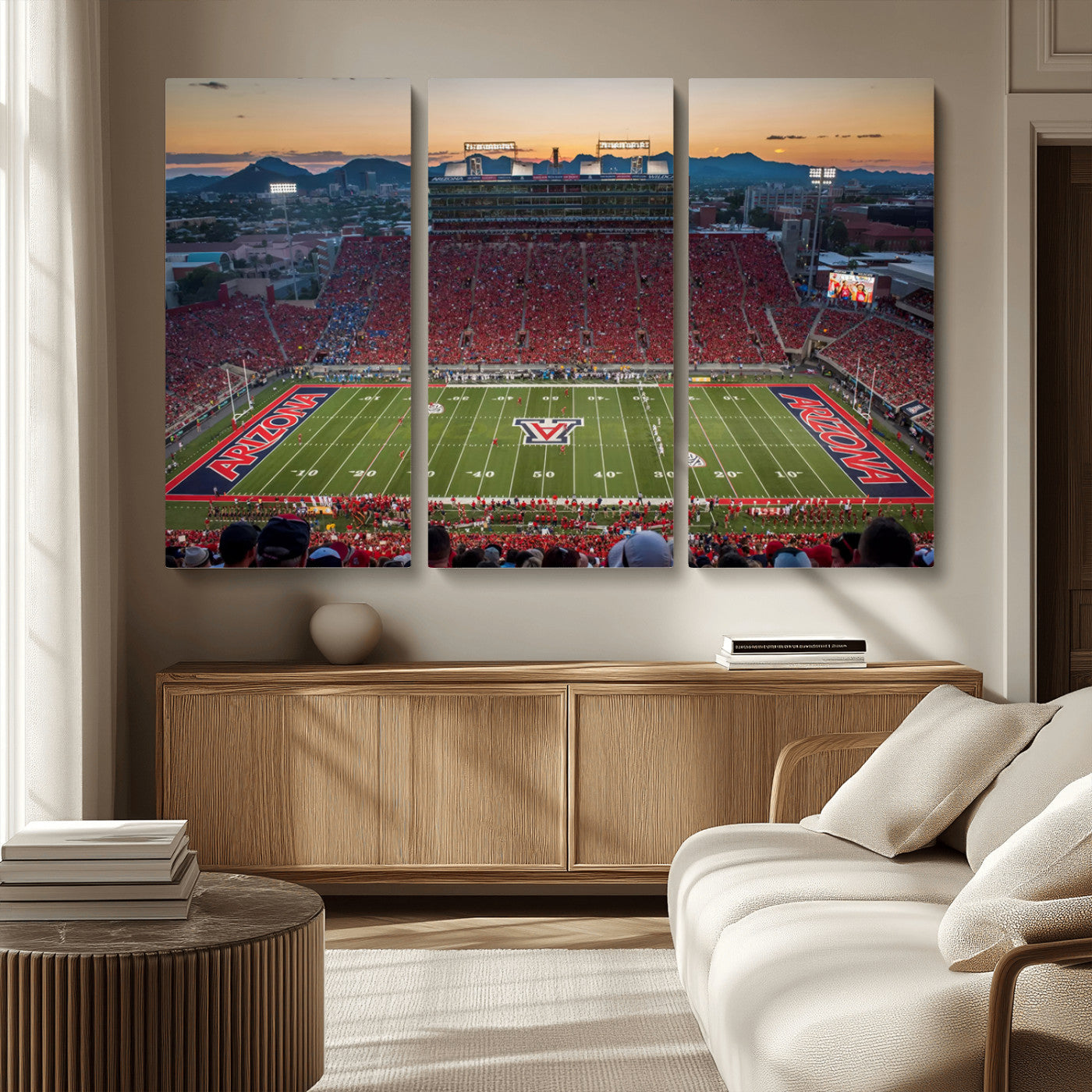 MGV-CV-48X32-3P - Arizona Wildcats Football Team Print - Tucson Arizona Stadium Wall Art Canvas Print