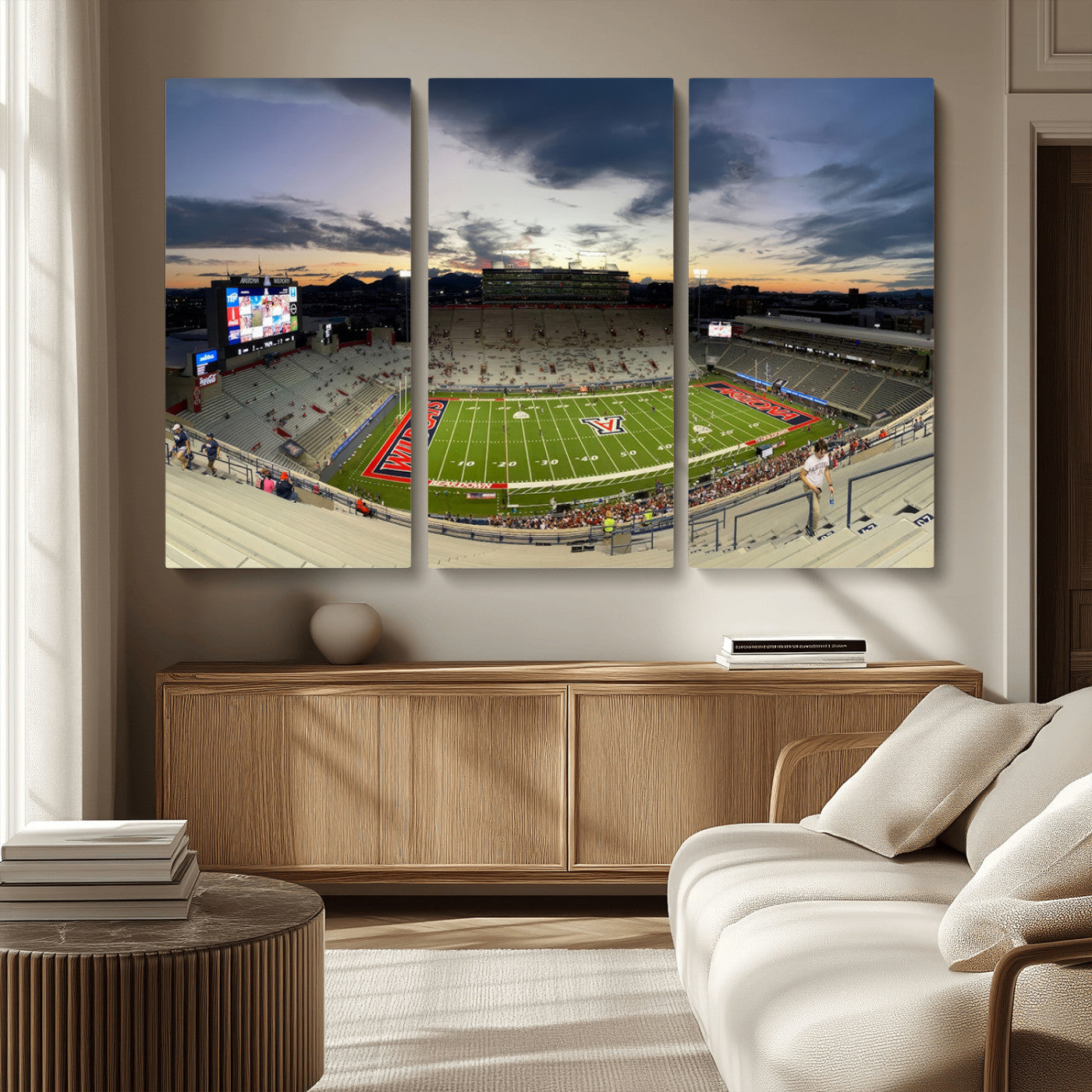 MGV-CV-48X32-3P - Arizona Wildcats Football Team Print - Tucson Arizona Stadium Wall Art Canvas Print