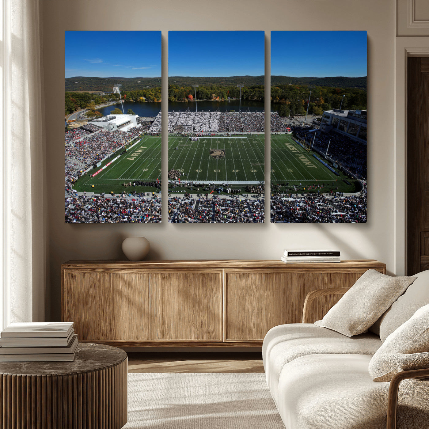 MGV-CV-48X32-3P - Army Black Knights Football Team Print - West Point Michie Stadium Wall Art Canvas Print