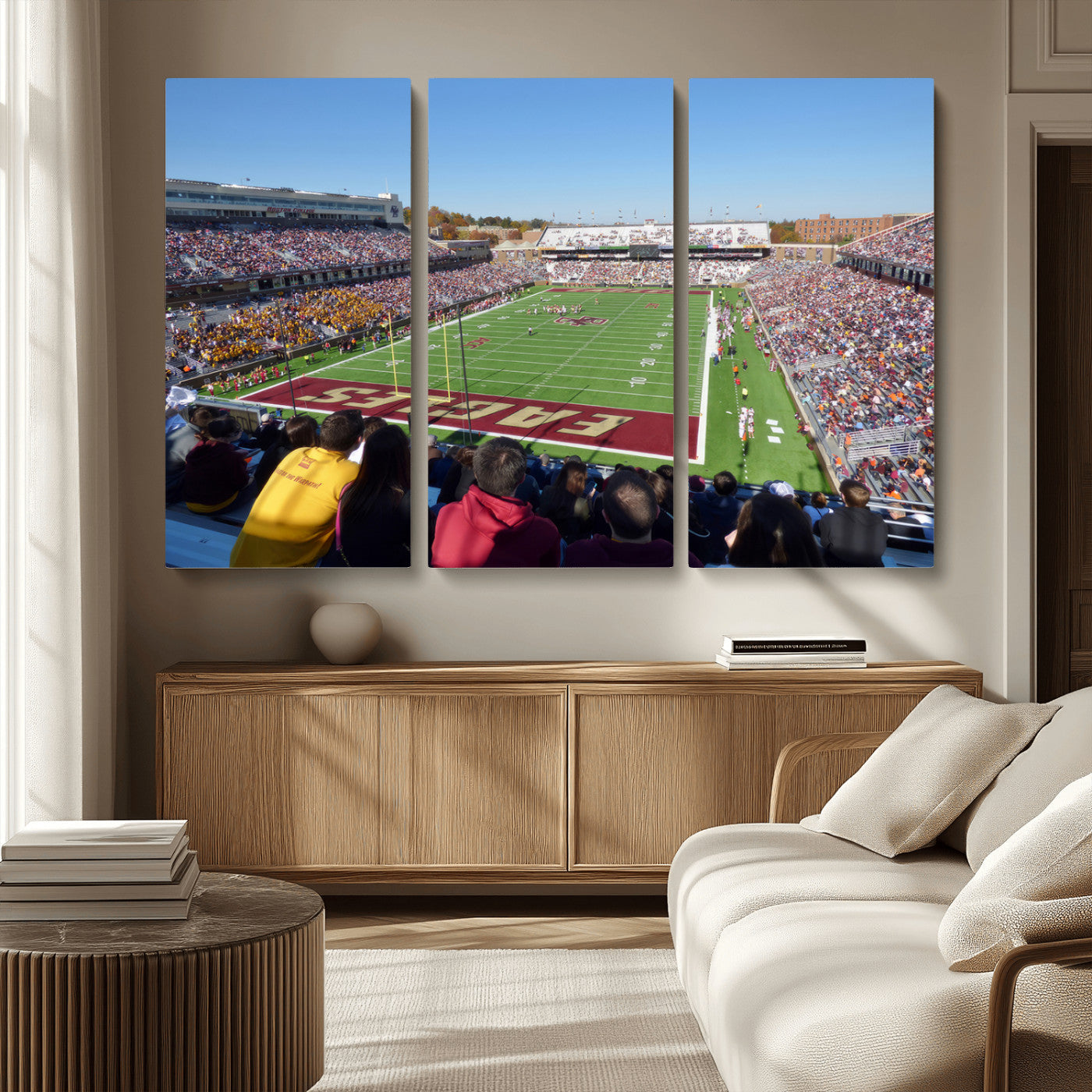MGV-CV-48X32-3P - Boston College Eagles Football Team Print - Boston Alumni Stadium Wall Art Canvas Print