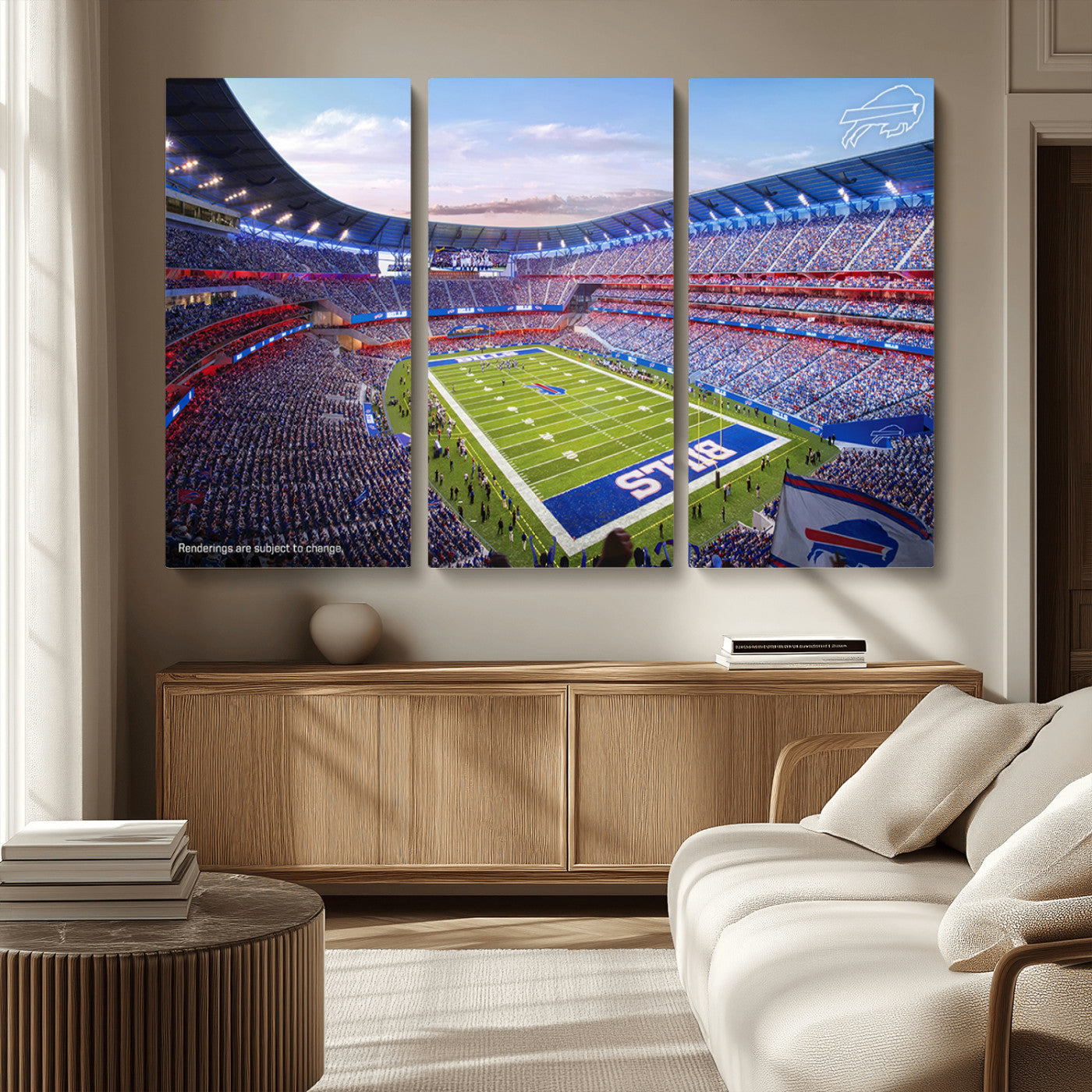 MGV-CV-48X32-3P - Buffalo Bills Football Team Print Canvas - Buffalo Highmark Stadium Wall Art Canvas Print