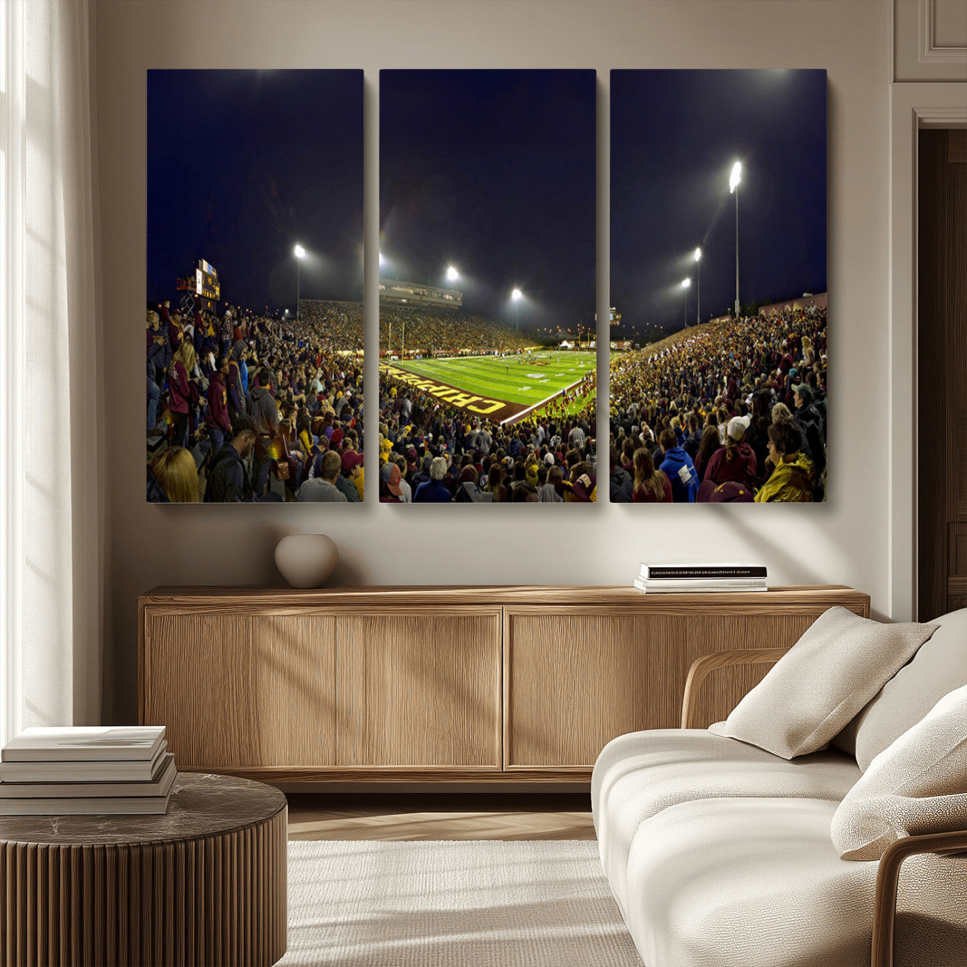 MGV-CV-48X32-3P - Central Michigan University Chippewas Canvas Wall Art, Football Team Print - Mount Pleasant
