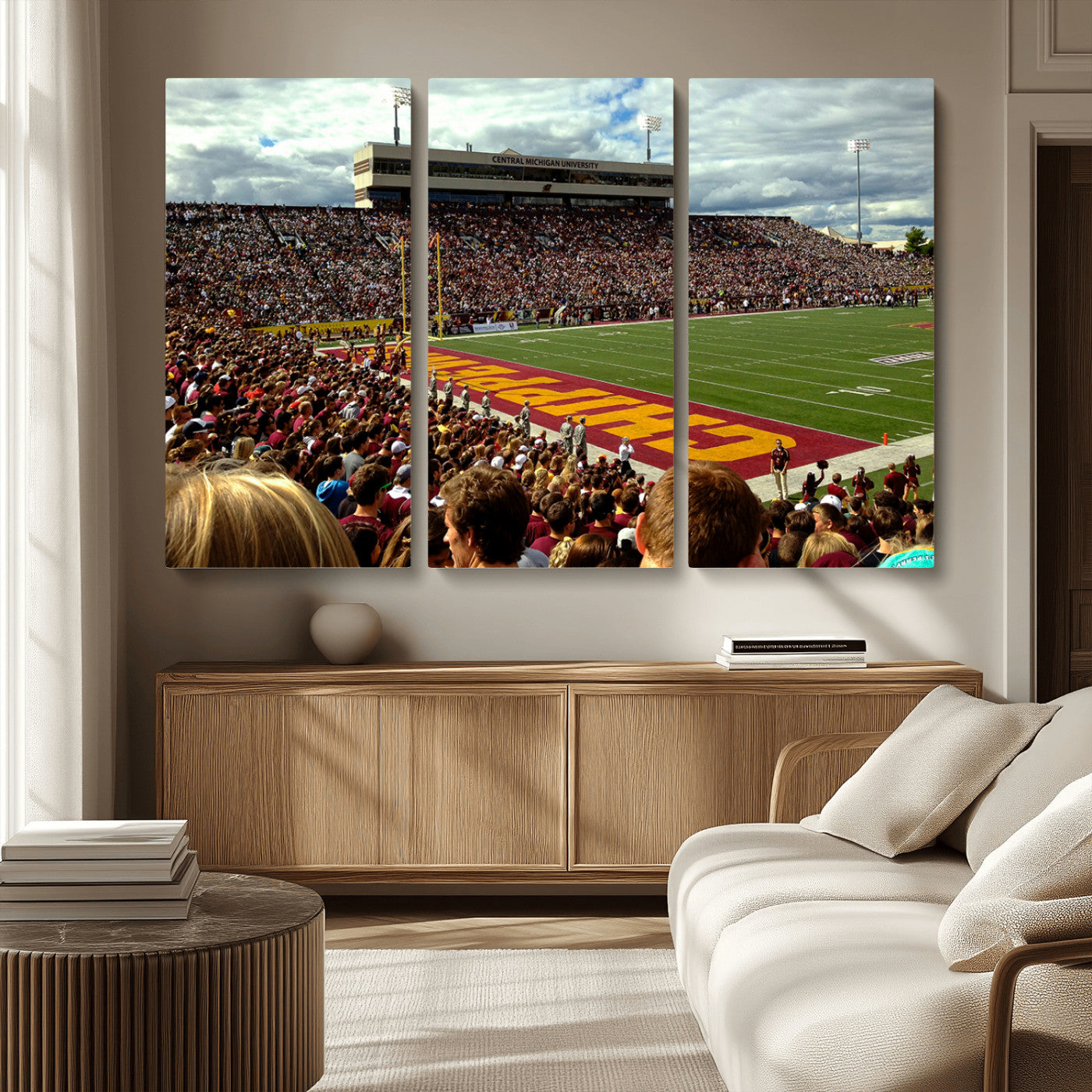MGV-CV-48X32-3P - Central Michigan University Chippewas Football Team Print - Mount Pleasant Kelly/Shorts Stadium Wall