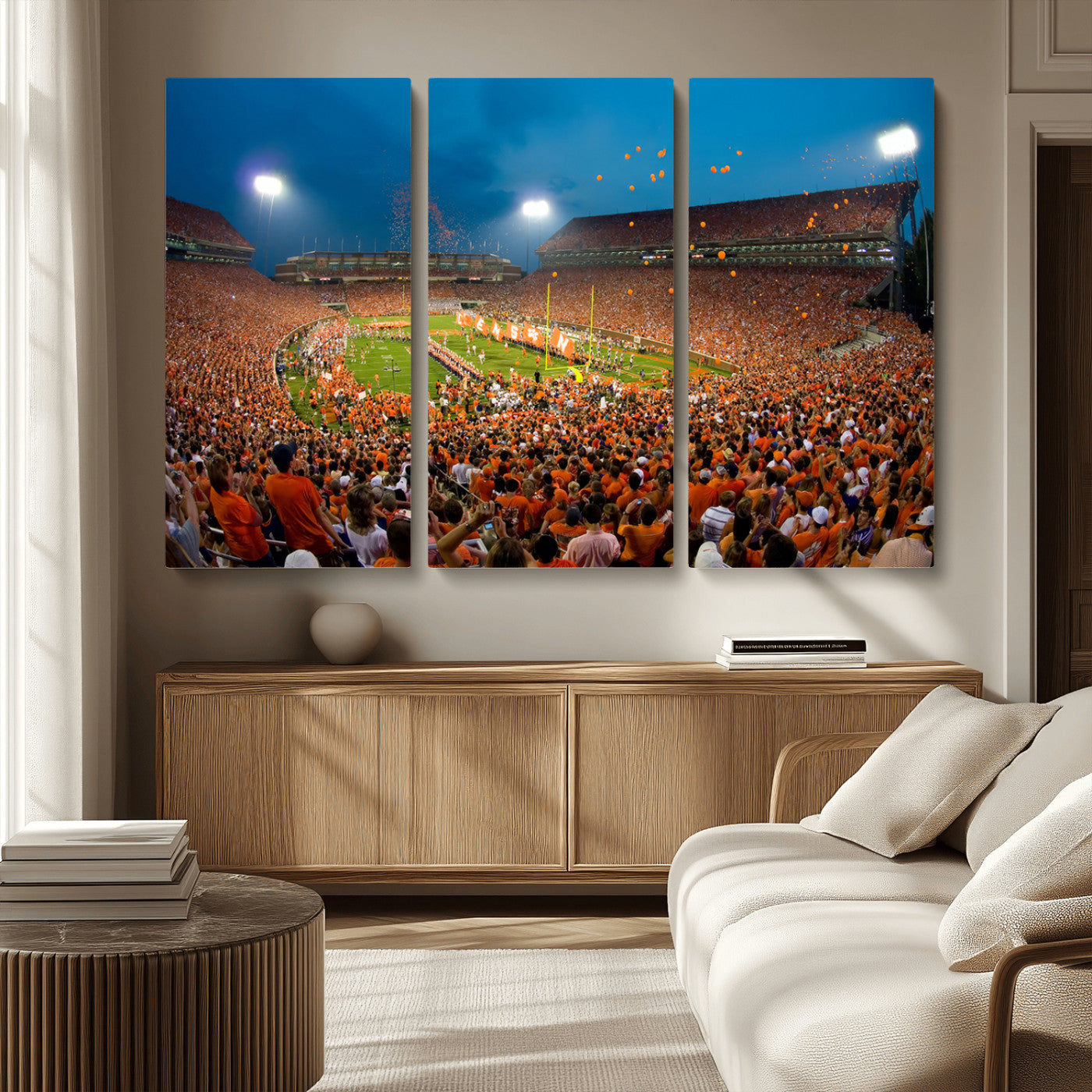 MGV-CV-48X32-3P - Clemson University Tigers Football Team Print - Clemson Memorial Stadium Wall Art Canvas Print