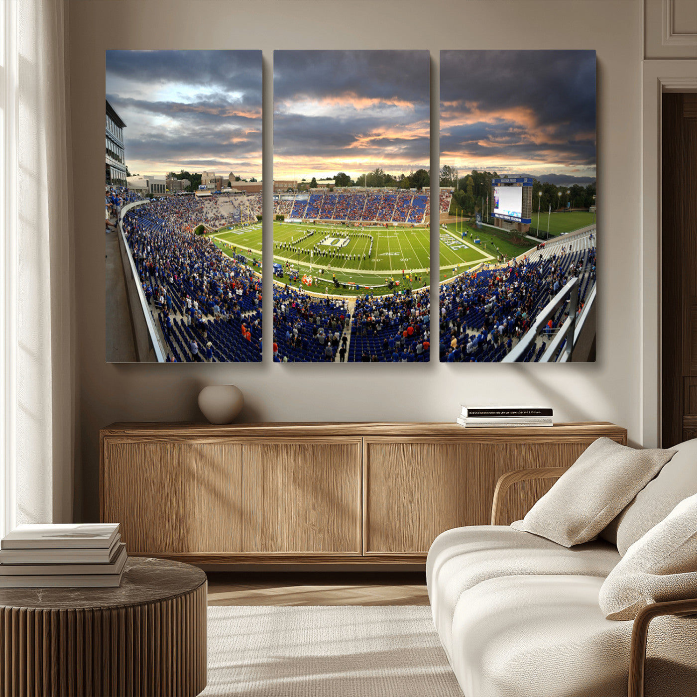 MGV-CV-48X32-3P - Duke University Blue Devils Football Team Print - Durham Wallace Wade Stadium Wall Art Canvas Print