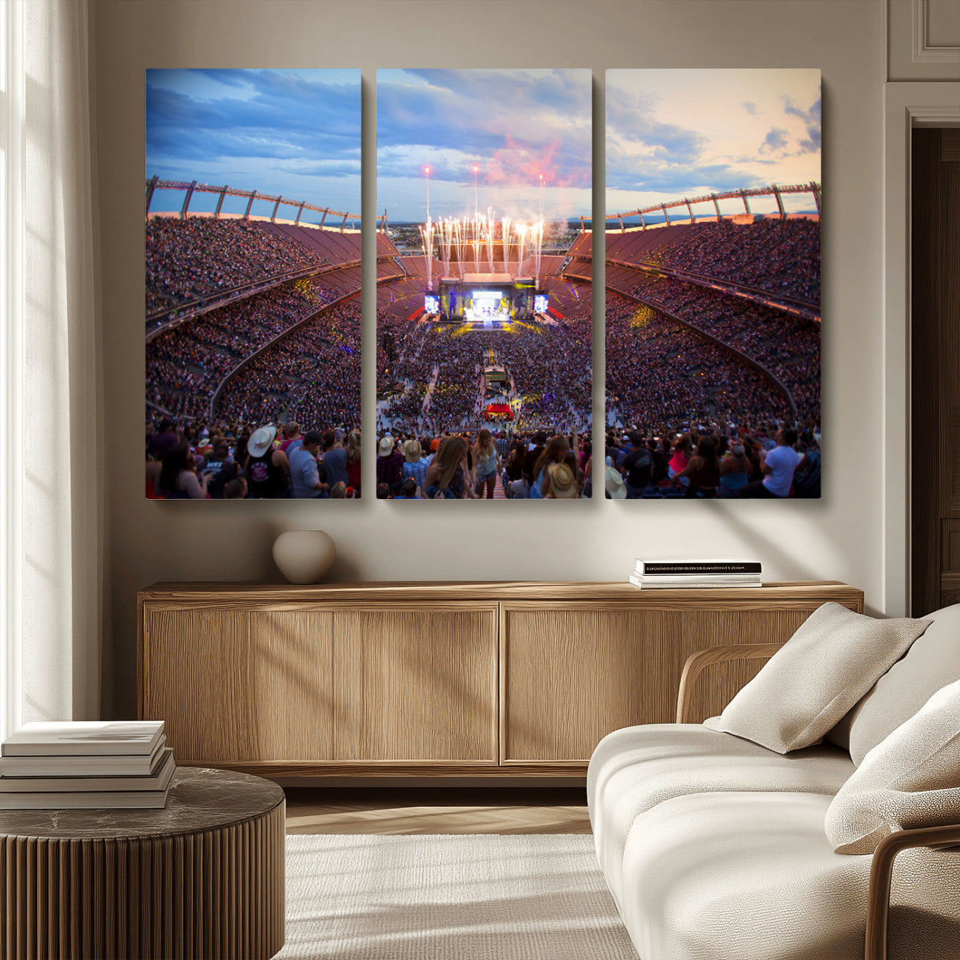 MGV-CV-48X32-3P - Denver Broncos Football Team Print Canvas- Empower Field at Mile High Stadium Wall Art Canvas Print