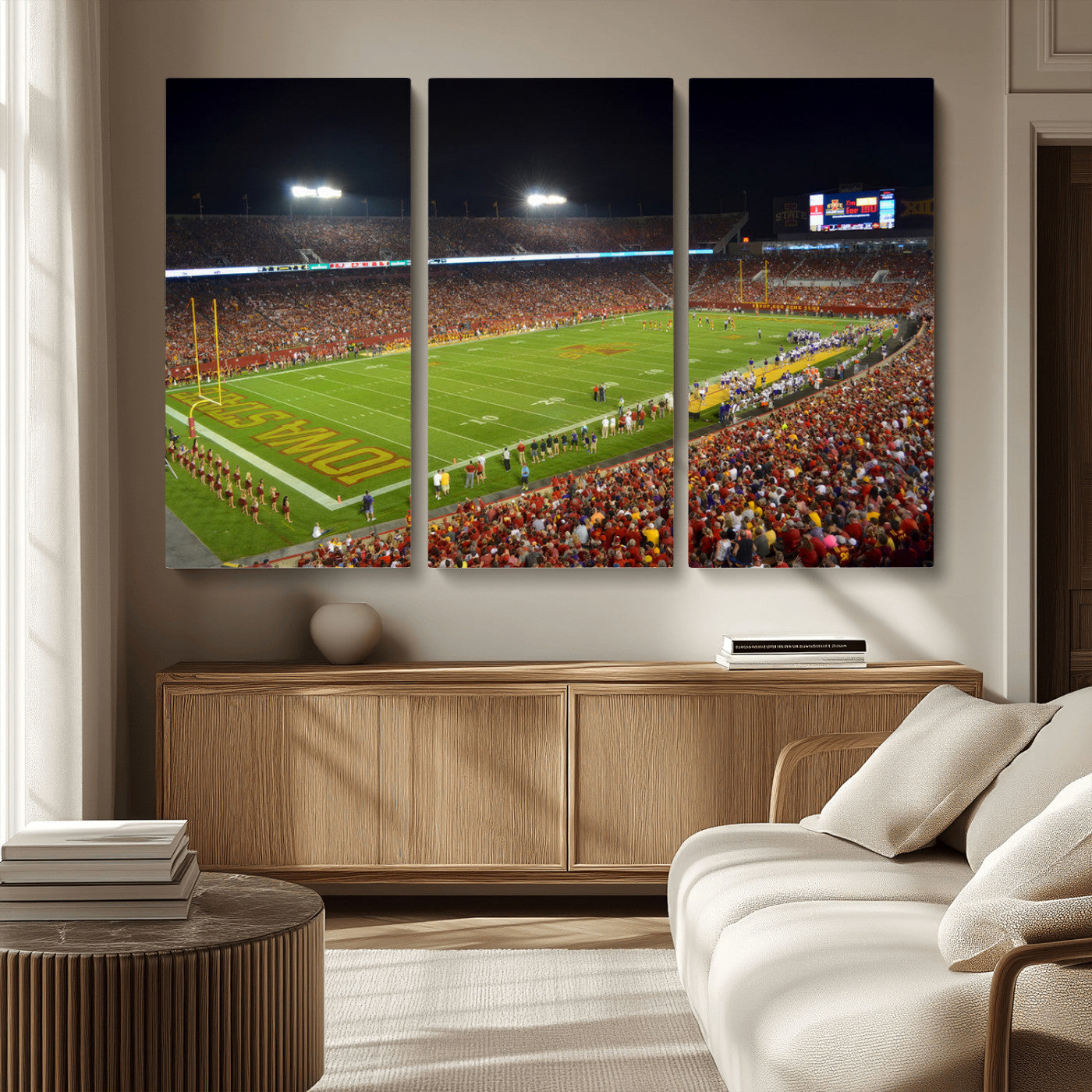 MGV-CV-48X32-3P - Iowa State University Cyclones Football Team Print - Ames Jack Trice Stadium Canvas Print