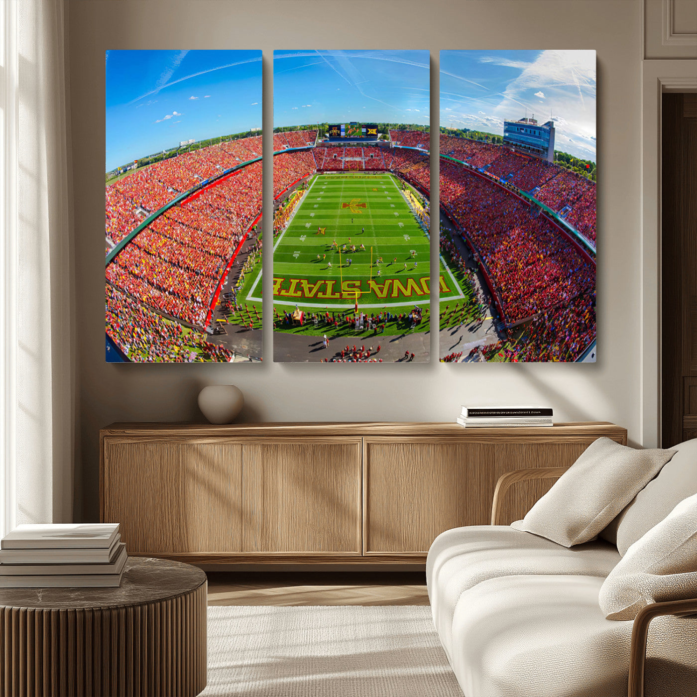 MGV-CV-48X32-3P - Iowa State University Cyclones Football Team Print - Ames Jack Trice Stadium Art Canvas Print