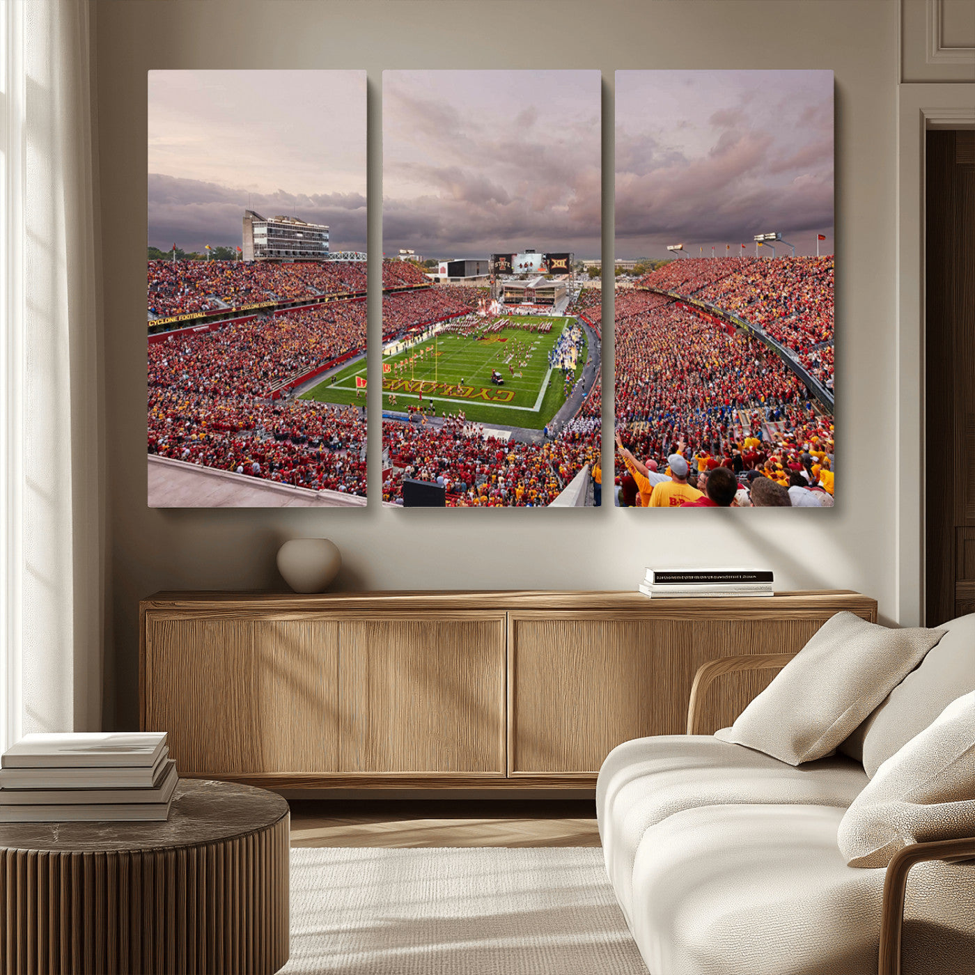 MGV-CV-48X32-3P - Iowa State University Cyclones Football Team Print - Ames Jack Trice Stadium Wall Art Canvas Print