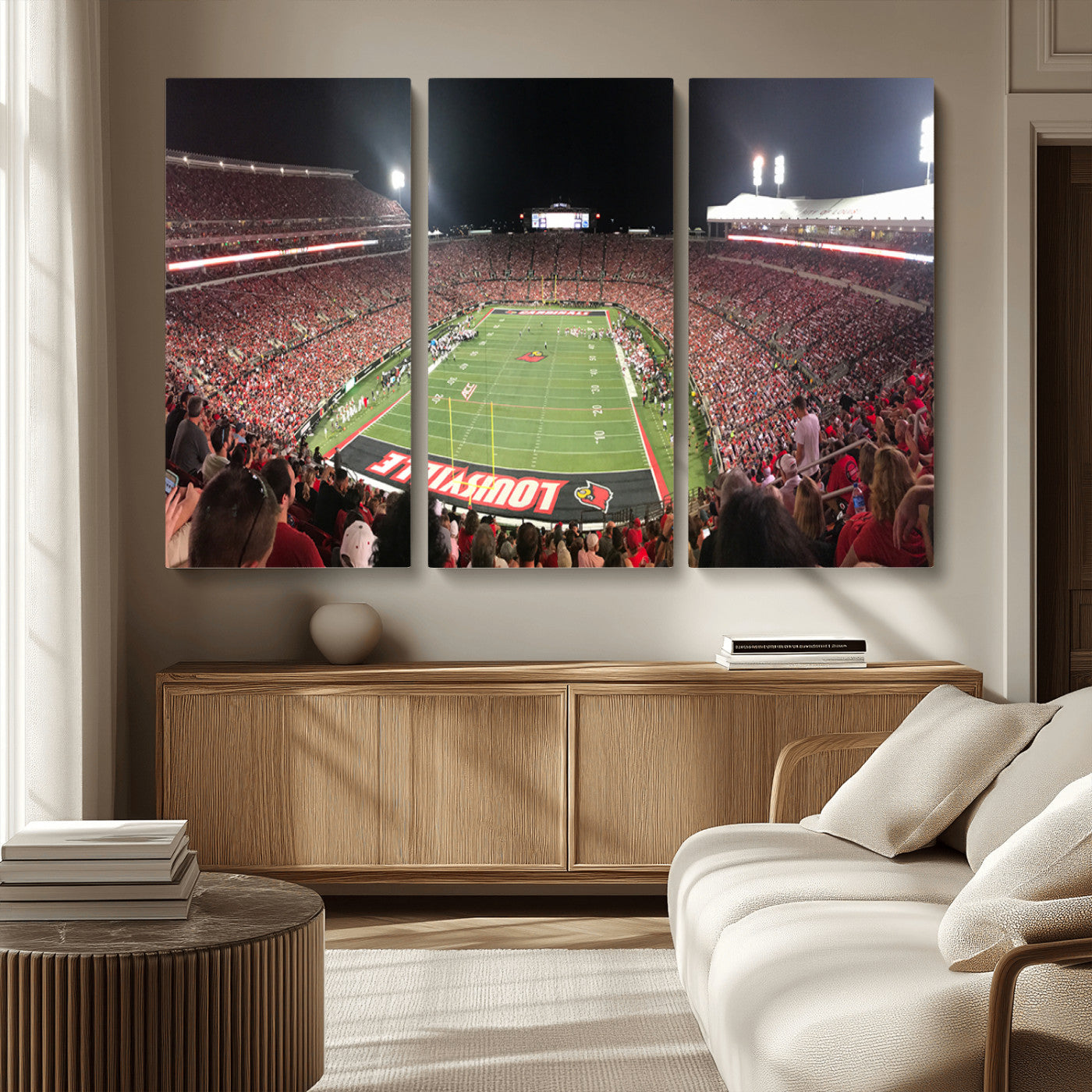 MGV-CV-48X32-3P - University of Louisville Cardinals Football Team Print - Louisville Cardinal Stadium Wall Art Canvas