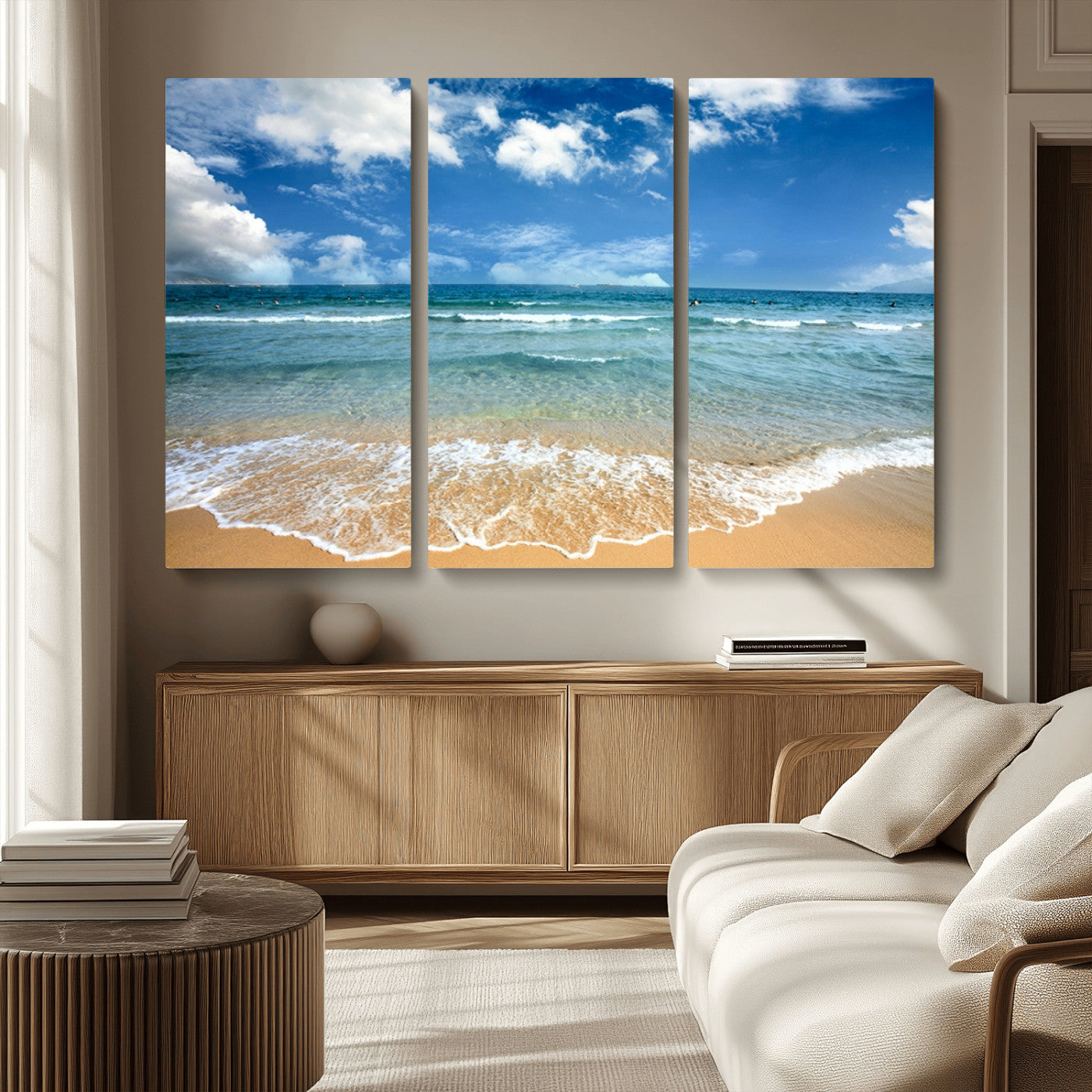 MGV-CV-48X32-3P - Sea View From the Beach Canvas Print