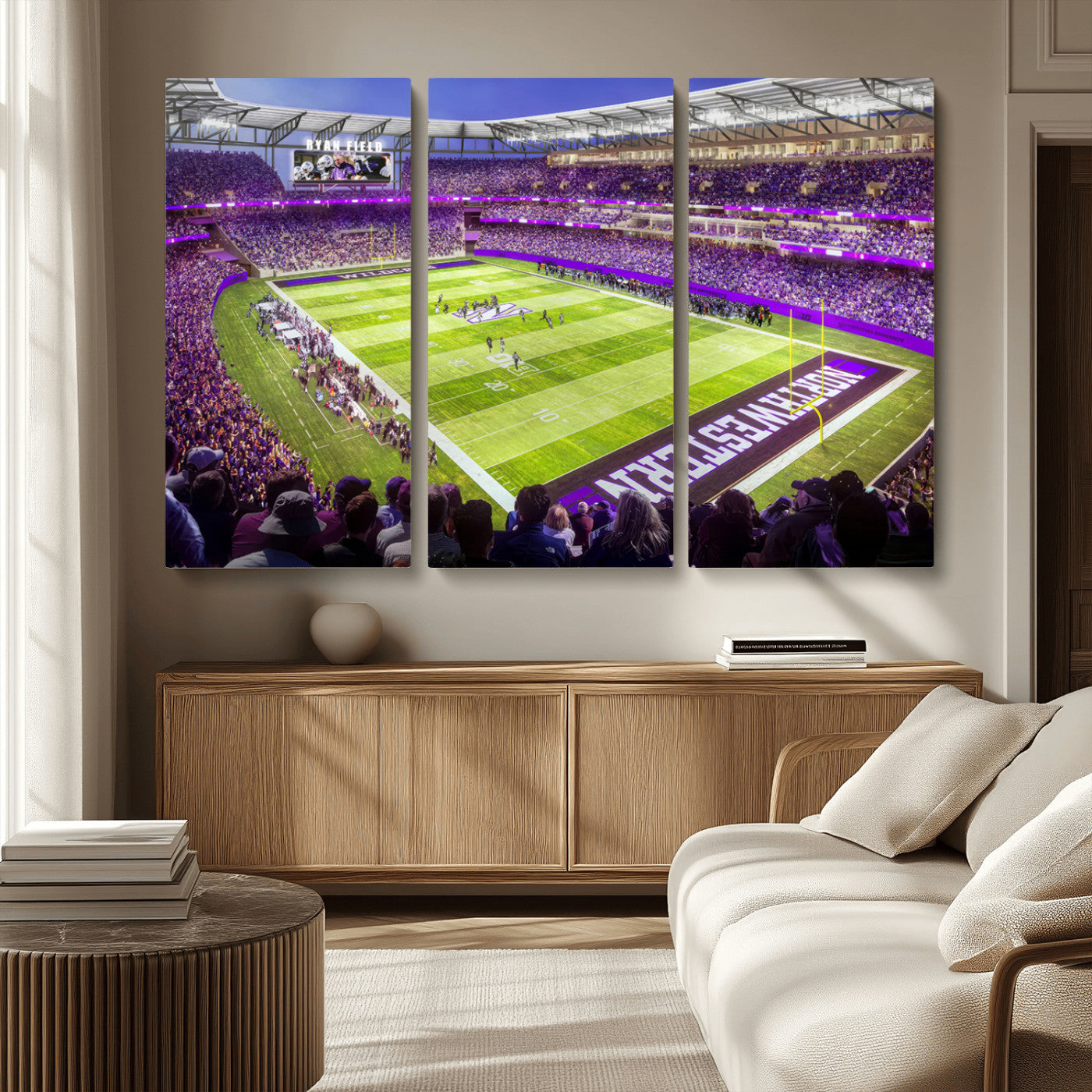 MGV-CV-48X32-3P - Northwestern University Wildcats Football Team Print - Evanston Ryan Field Wall Art Canvas Print