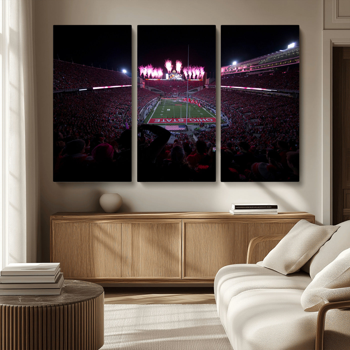 MGV-CV-48X32-3P - Ohio State University Buckeyes Football Team Print - Columbus Ohio Stadium Wall Art Canvas Print