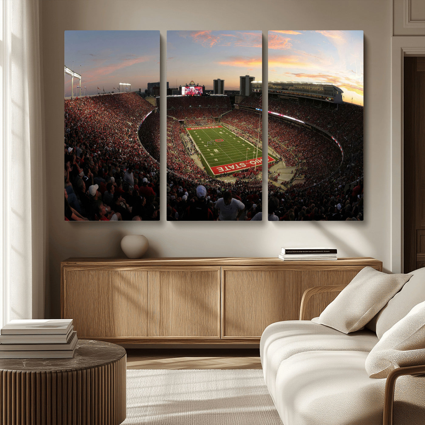 MGV-CV-48X32-3P - Ohio State University Buckeyes Football Team Print - Columbus Ohio Stadium Wall Art Canvas Print