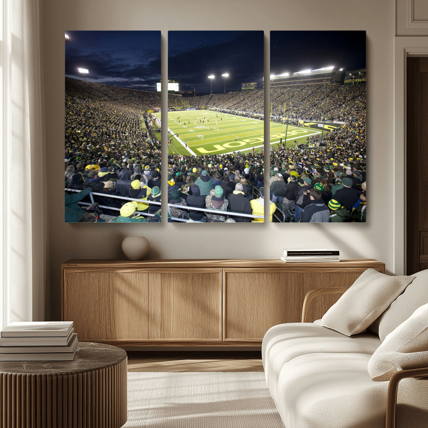 MGV-CV-48X32-3P - University of Oregon Ducks Football Team Print - Eugene Autzen Stadium Wall Art Canvas Print