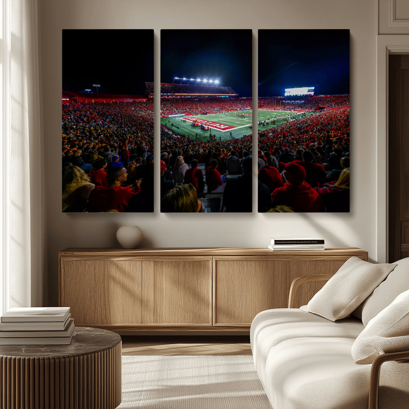 MGV-CV-48X32-3P - Rutgers Scarlet Knights Football Team Print - SHI Stadium, Piscataway Wall Art Canvas Print