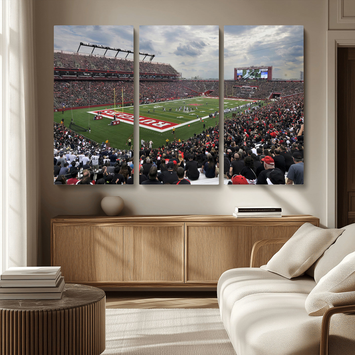 MGV-CV-48X32-3P - Rutgers Scarlet Knights Football Team Print - SHI Stadium, Piscataway Wall Art Canvas Print