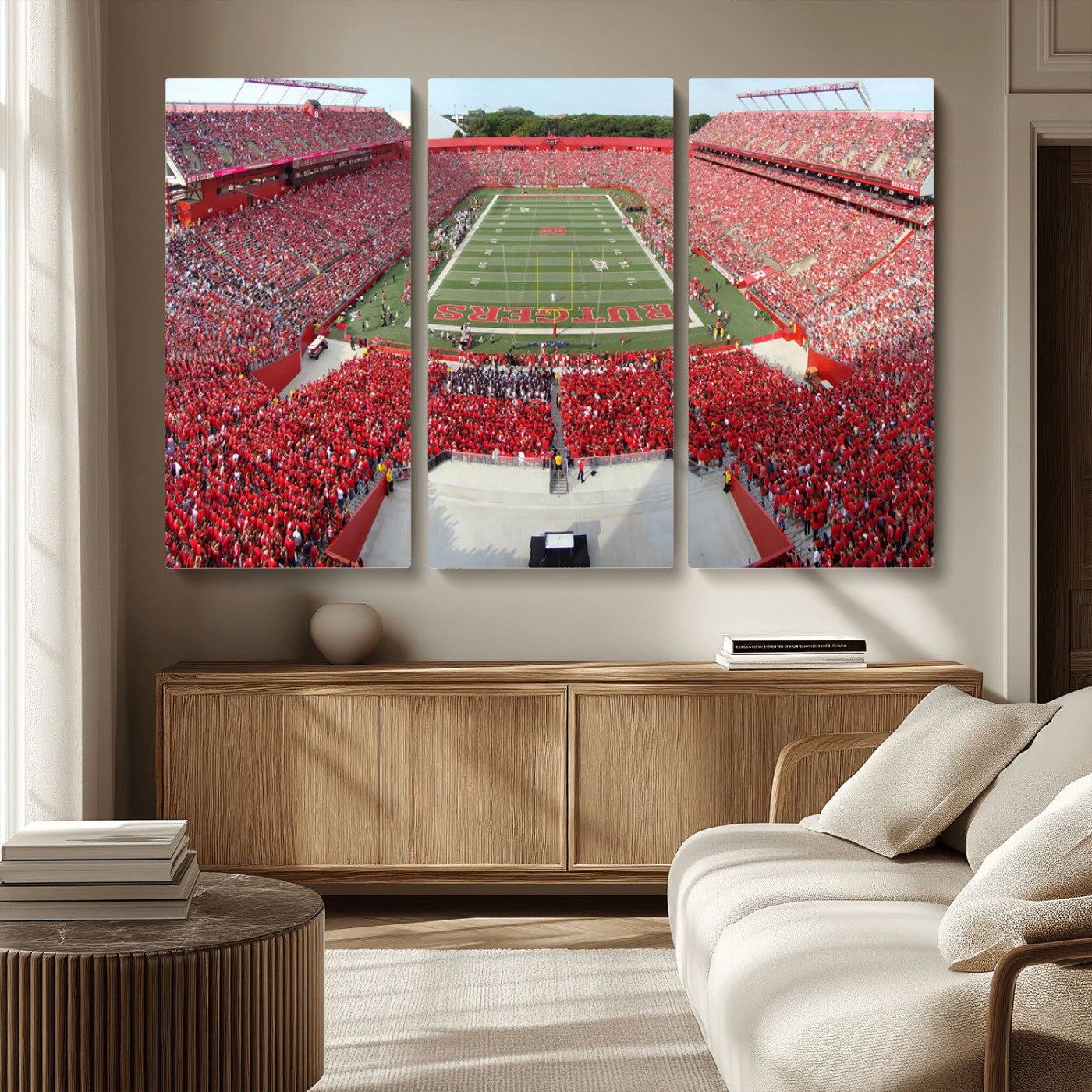 MGV-CV-48X32-3P - Rutgers Scarlet Knights Football Team Print - Piscataway SHI Stadium Wall Art Canvas Print