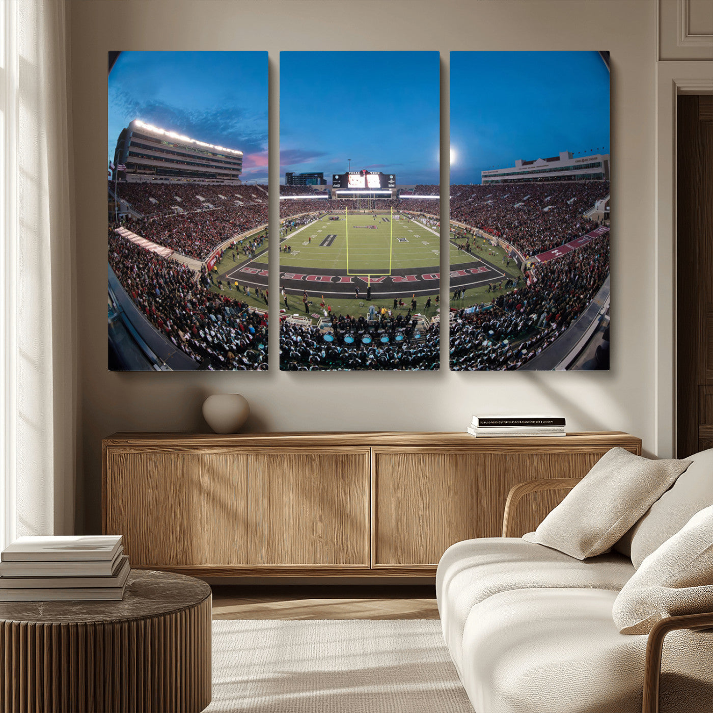 MGV-CV-48X32-3P - Texas Tech Red Raiders Canvas, Framed Football Team Print - Lubbock Jones AT&T Stadium Wall Art