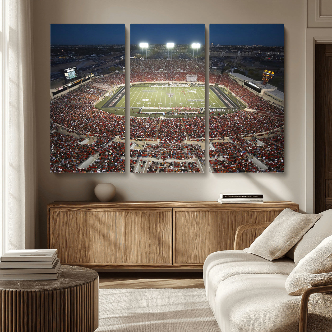 MGV-CV-48X32-3P - Texas Tech Red Raiders Football Team Print - Lubbock Jones AT&T Stadium Wall Art Canvas Print