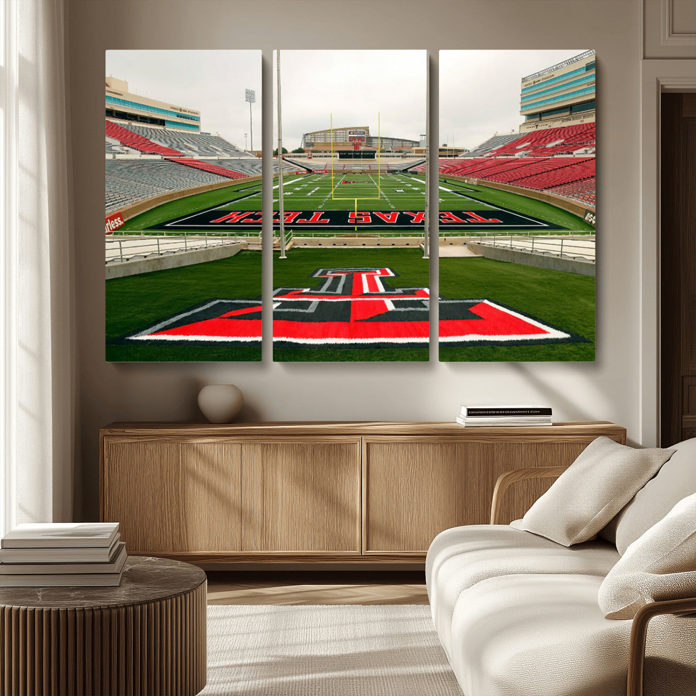 MGV-CV-48X32-3P - Texas Tech Red Raiders Football Team Print - Lubbock Jones AT&T Stadium Wall Art Canvas Print