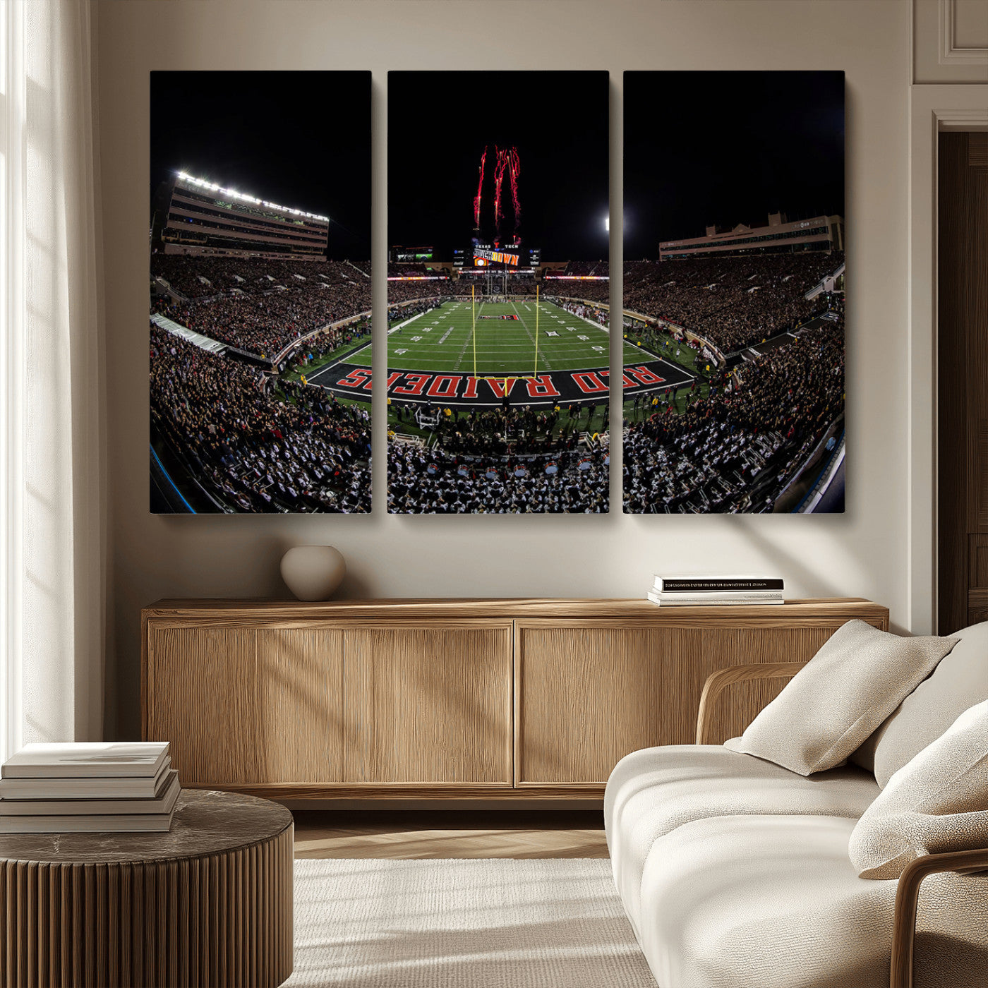 MGV-CV-48X32-3P - Framed Texas Tech Red Raiders Stadium Canvas, Texas Tech Red Raiders Football Team Print - Lubbock