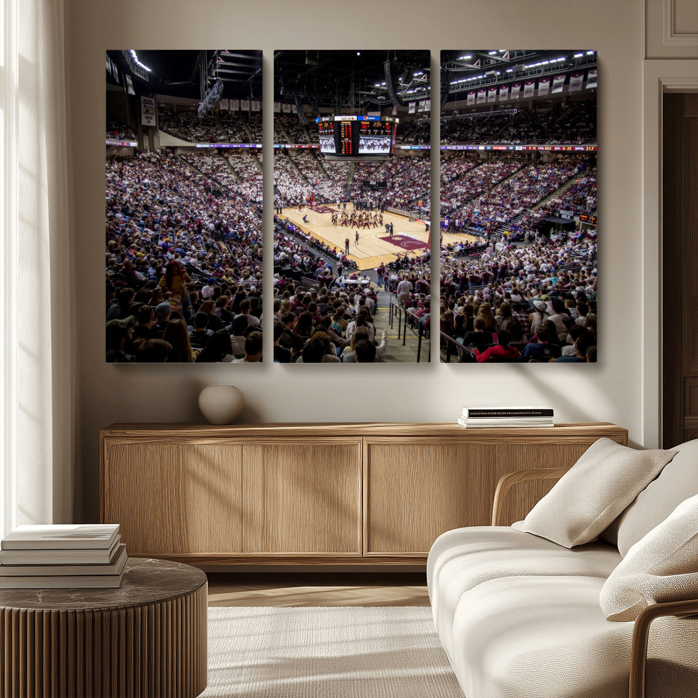 MGV-CV-48X32-3P - University of Nebraska Cornhuskers Basketball Team Print - Lincoln Red Arena Wall Art Canvas Print