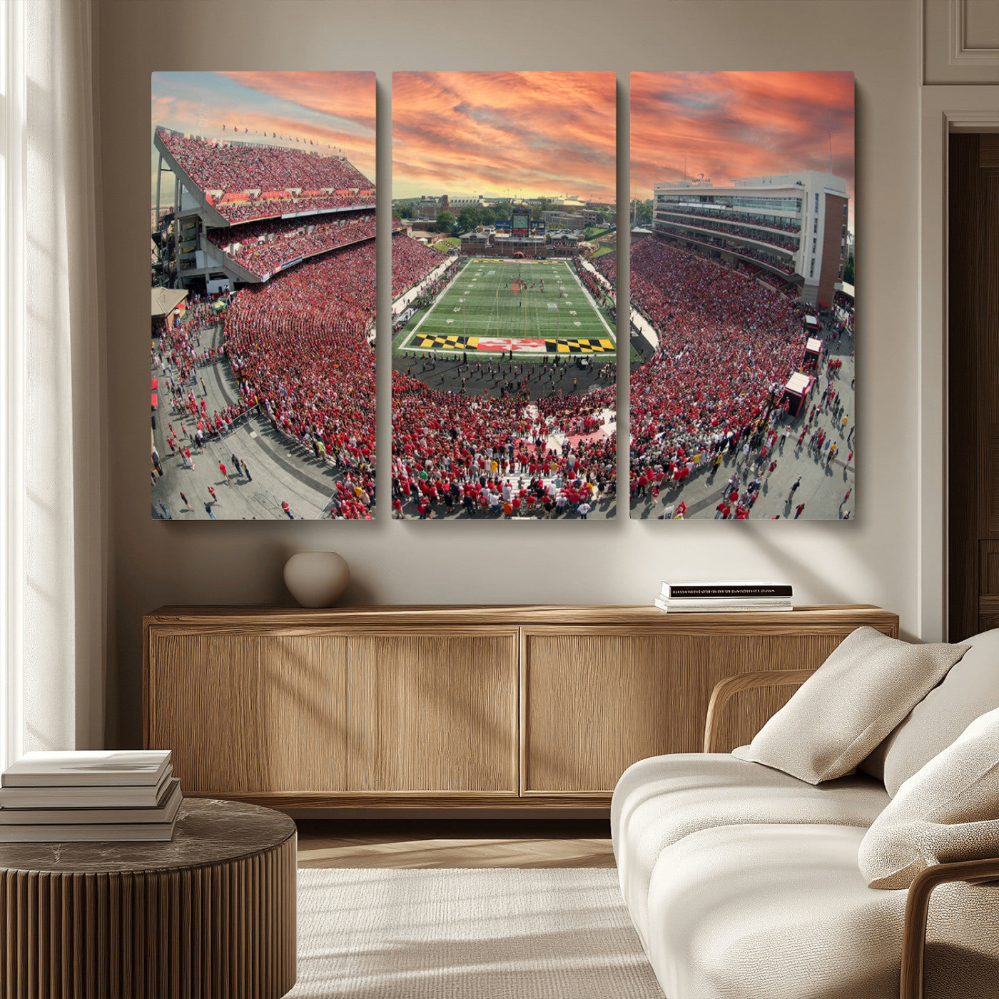 MGV-CV-48X32-3P - University of Maryland Terrapins Football Team Print - College Park SECU Stadium Wall Art Canvas
