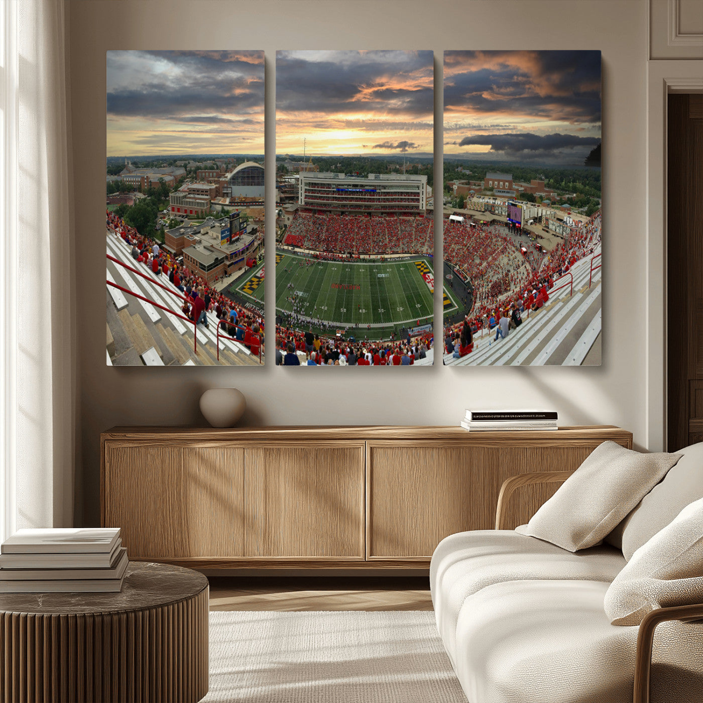 MGV-CV-48X32-3P - University of Maryland Terrapins Football Team Print - College Park SECU Stadium Wall Art Canvas