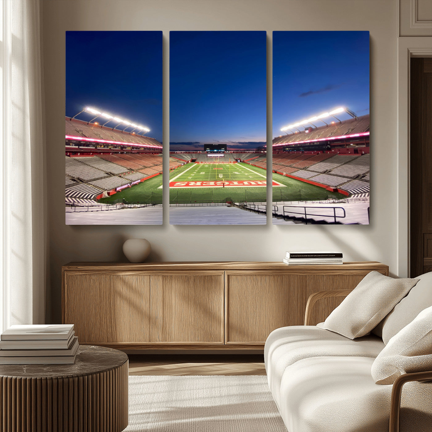 MGV-CV-48X32-3P - Rutgers Scarlet Knights Football Team Print - Piscataway SHI Stadium Wall Art Canvas Print