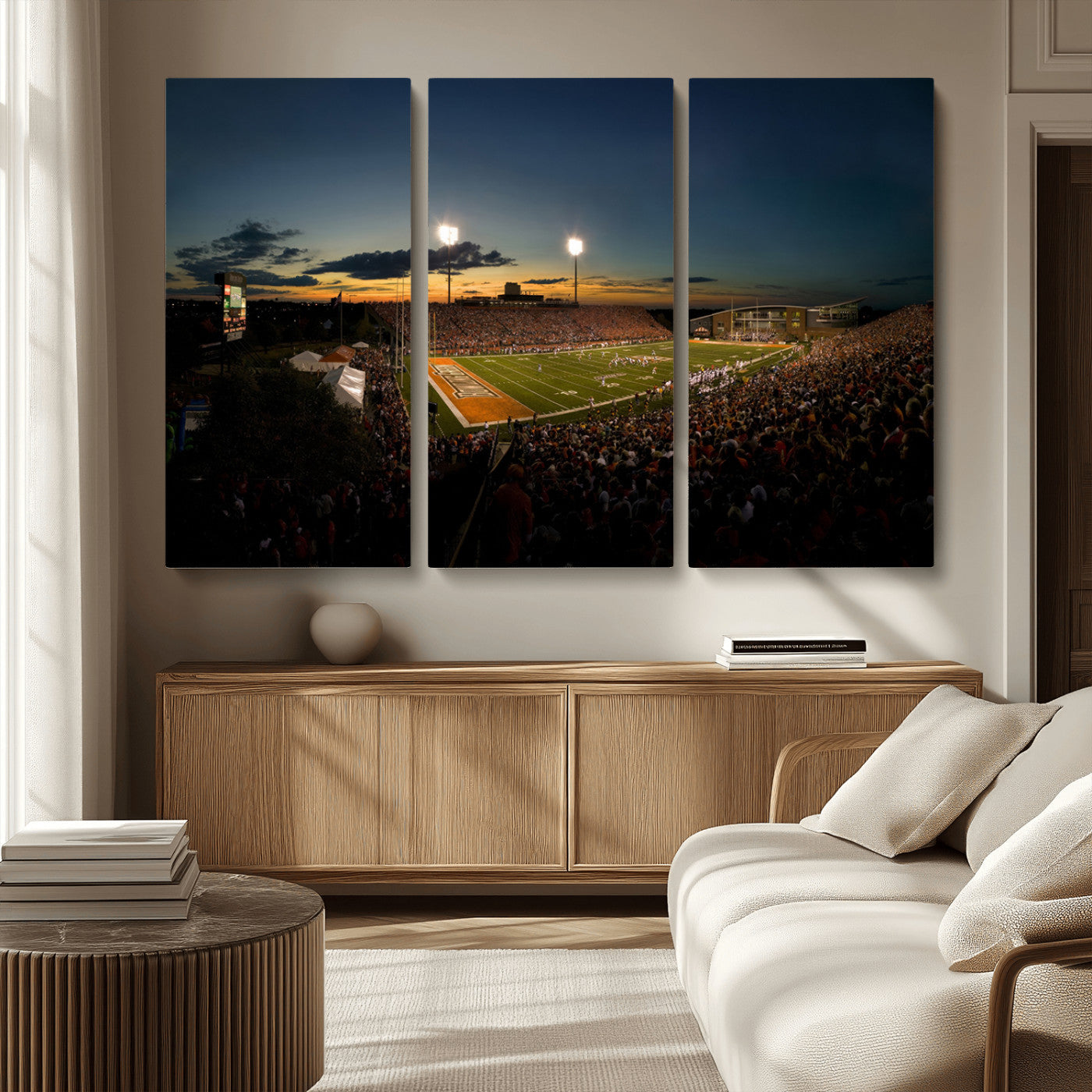 MGV-CV-48X32-3P - Ball State Cardinals Football Team Print - Muncie Scheumann Stadium Wall Art Canvas Print
