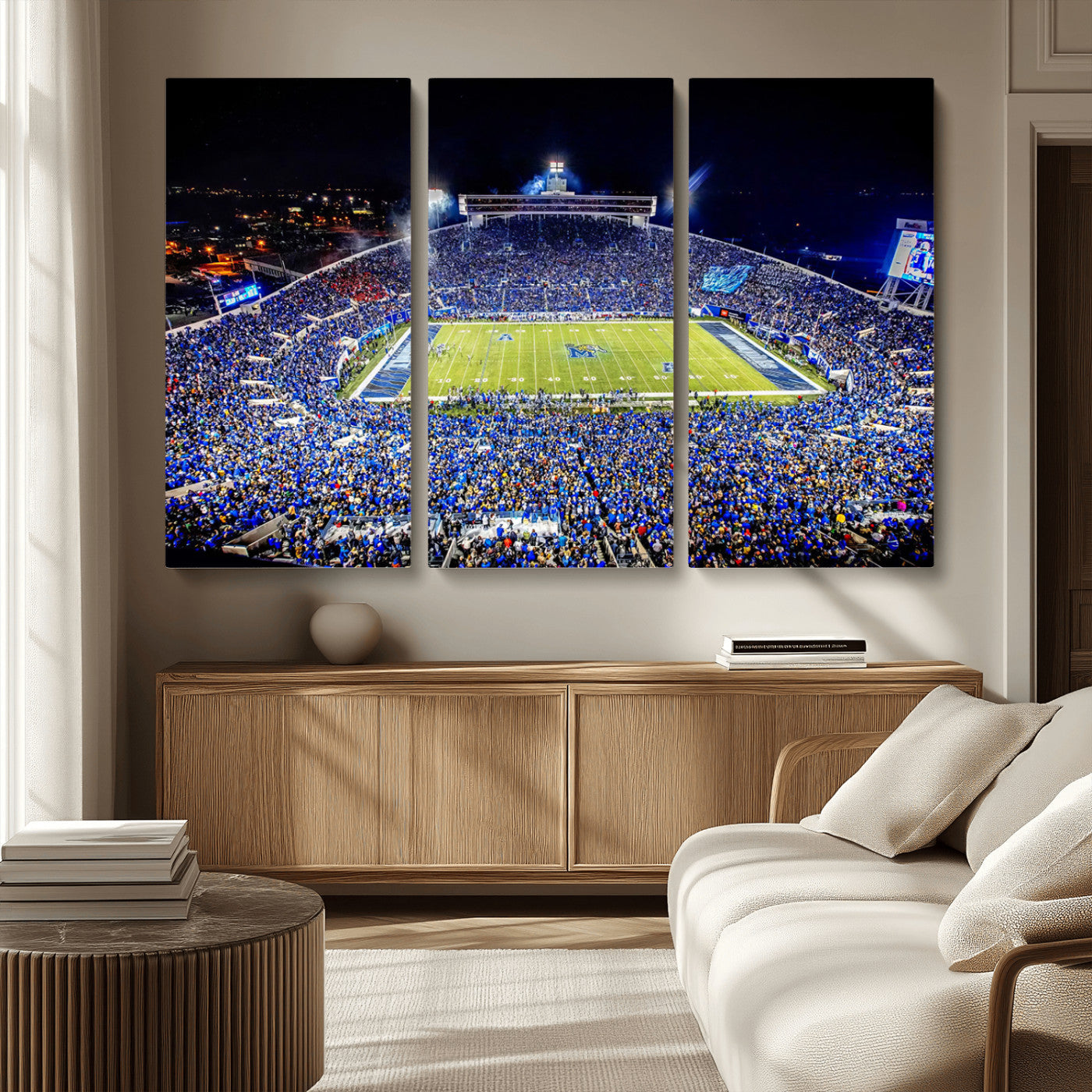 MGV-CV-48X32-3P - University of Memphis Tigers Football Team Print - Memphis Simmons Bank Liberty Stadium Wall Art