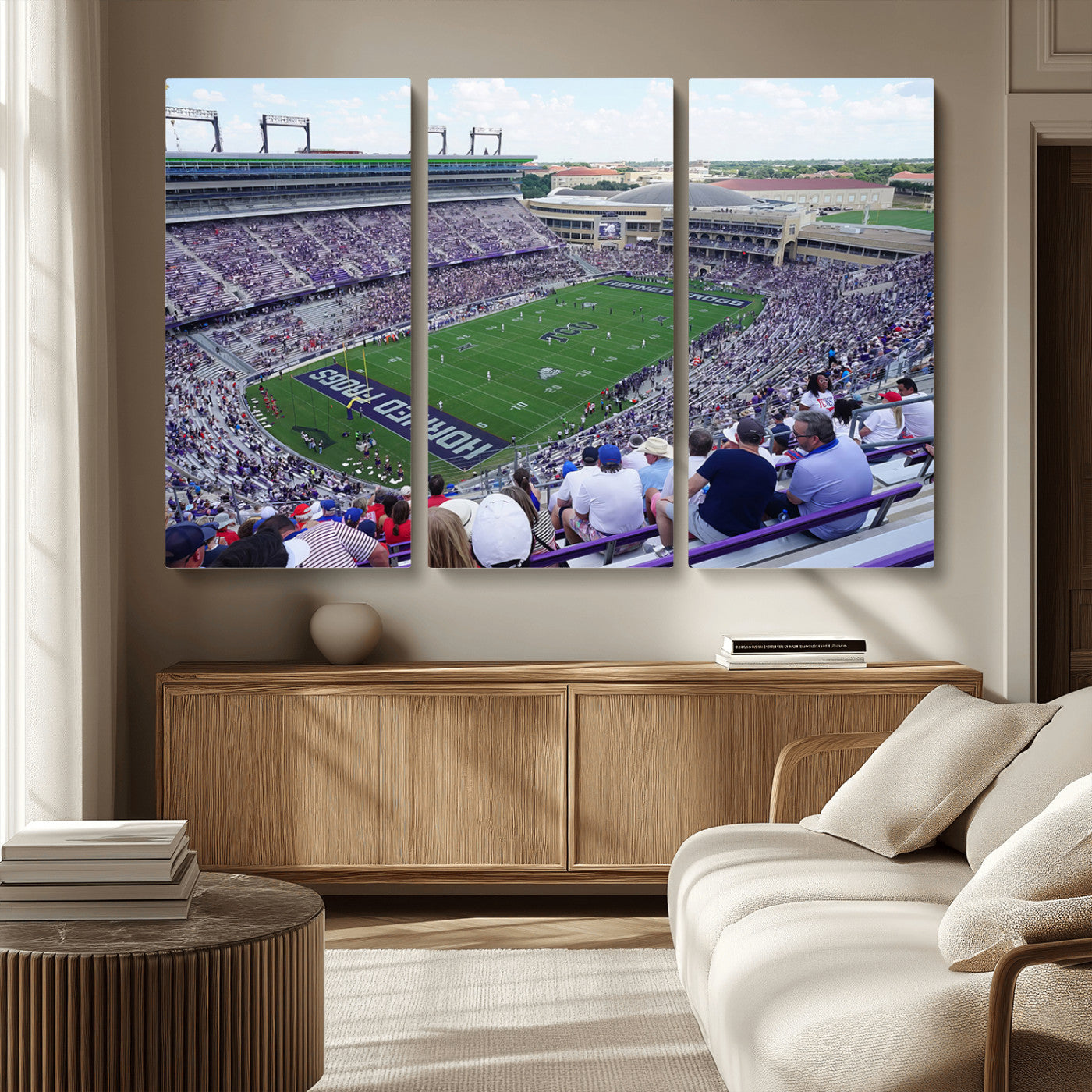 MGV-CV-48X32-3P - The Texas Christian University TCU Horned Frogs Football Team Print - Fort Worth Amon G. Carter