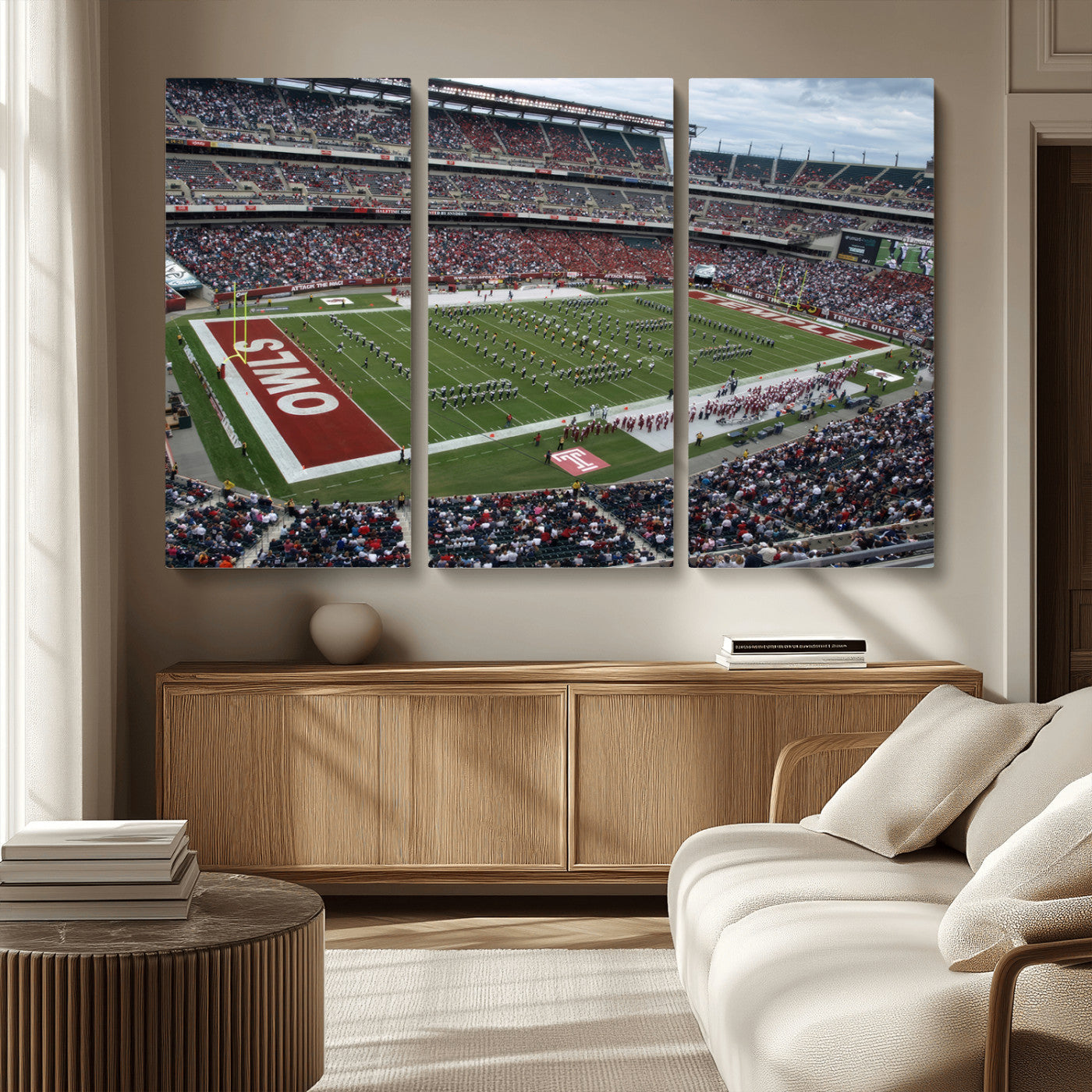 MGV-CV-48X32-3P - The Temple University Owls Athletics Team Print - Philadelphia Lincoln Financial Field Stadium Wall