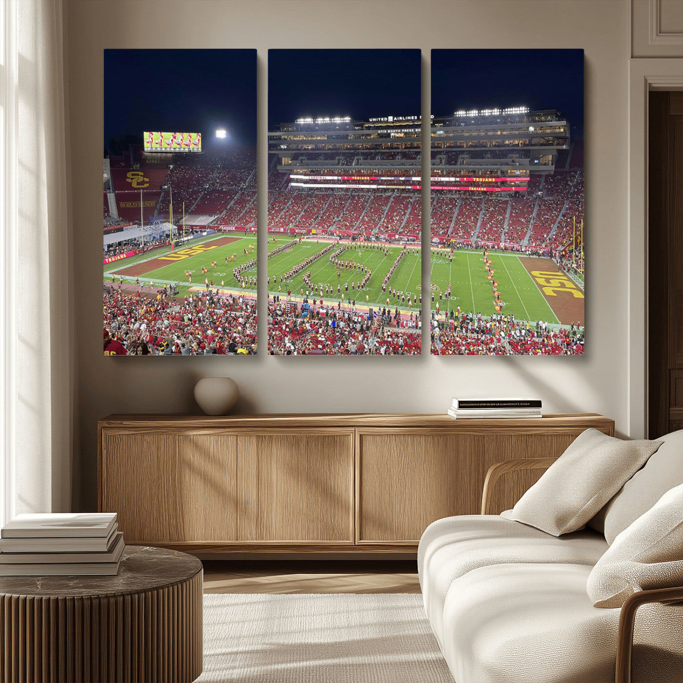 MGV-CV-48X32-3P - The University of Southern California USC Trojans Football Team Print - Los Angeles Memorial