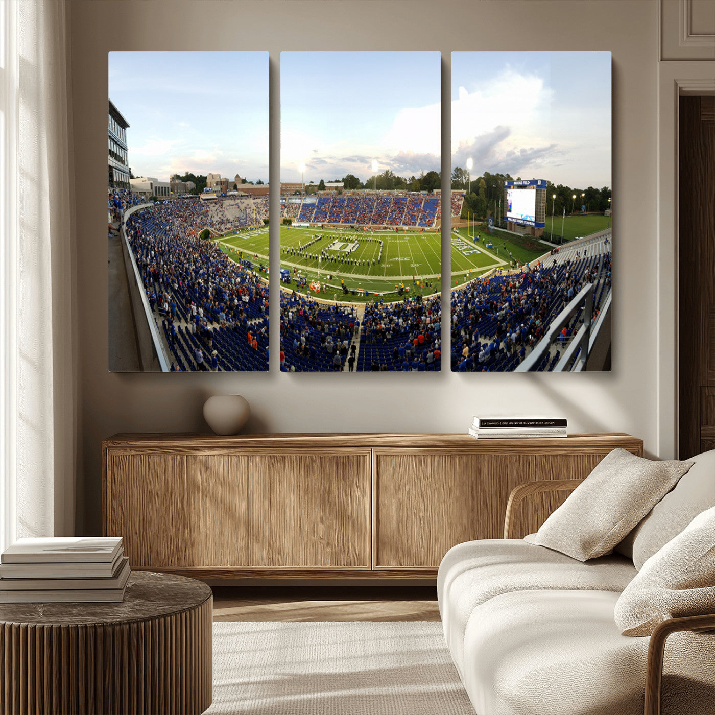 MGV-CV-48X32-3P - The Duke University Blue Devils Football Team Print - Durham Wallace Wade Stadium Wall Art Canvas